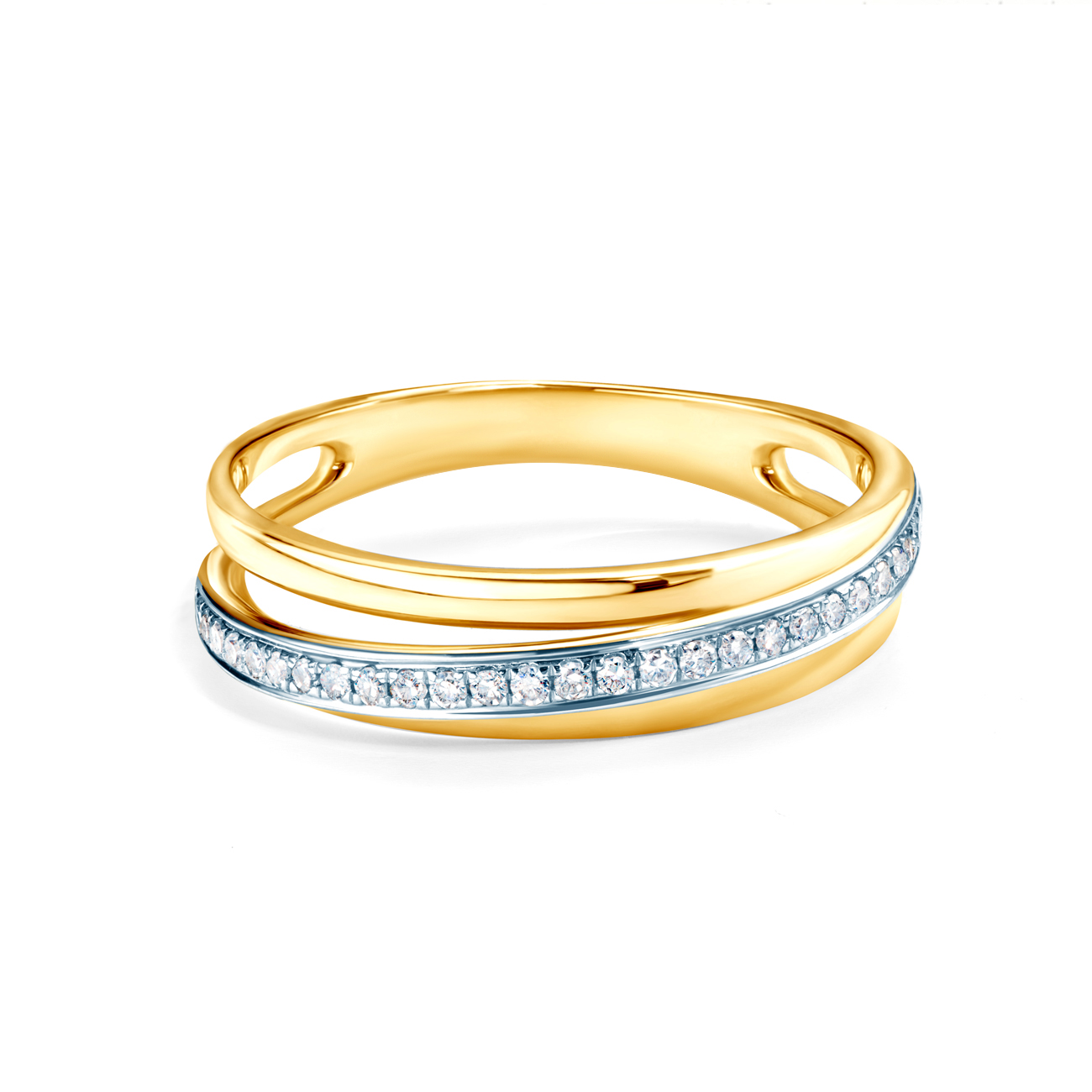 Pierścionek SAVICKI: dwukolorowe złoto, diamenty