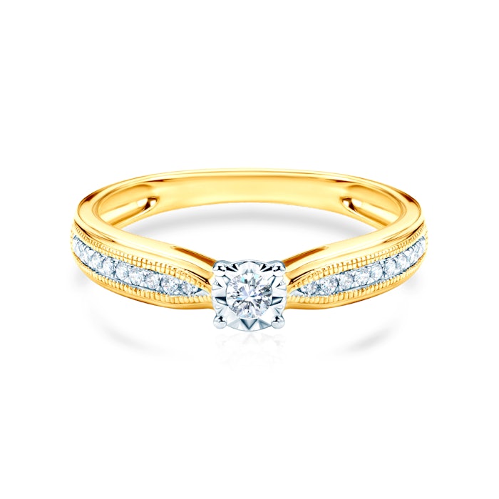 Pierścionek zaręczynowy SAVICKI: dwukolorowe złoto, diamenty