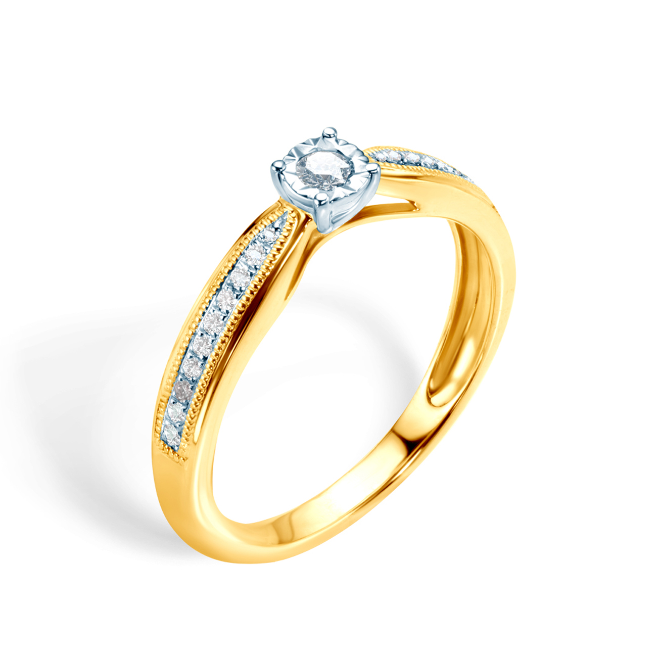 Pierścionek zaręczynowy SAVICKI: dwukolorowe złoto, diamenty