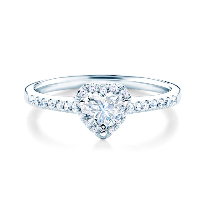 Heart Halo Engagement Ring: white gold, diamond