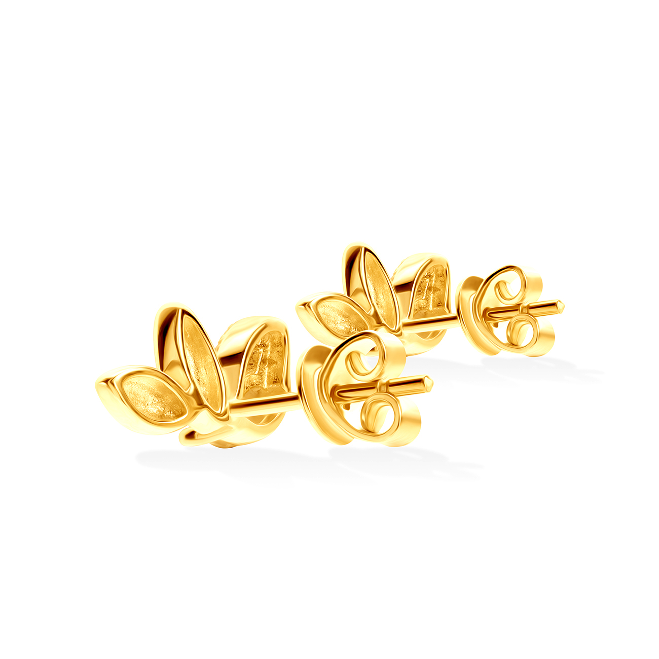 Kolczyki listki Nature: srebrne pozłacane, cyrkonie