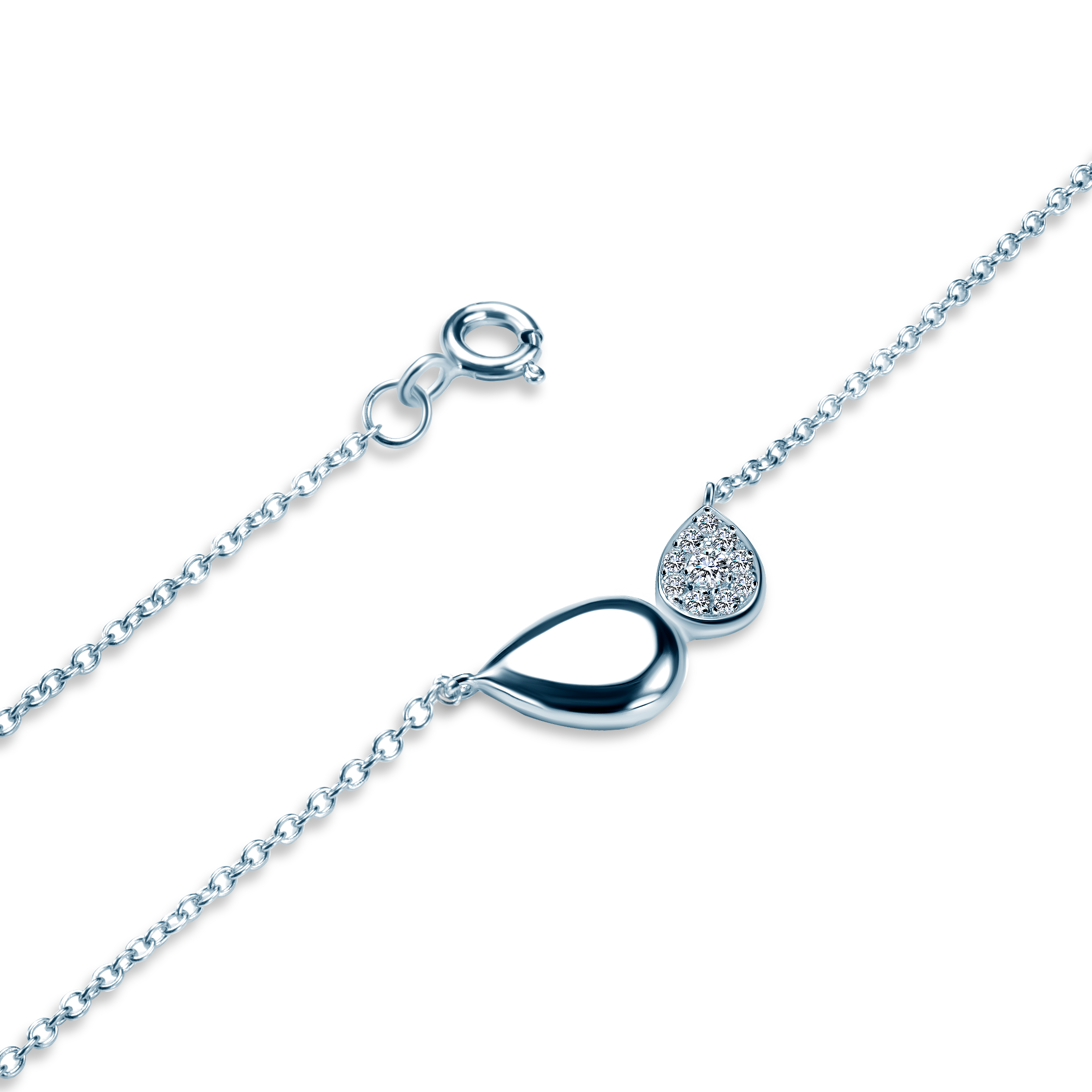 Naszyjnik celebrytka łezka Nature: srebrny, cyrkonie