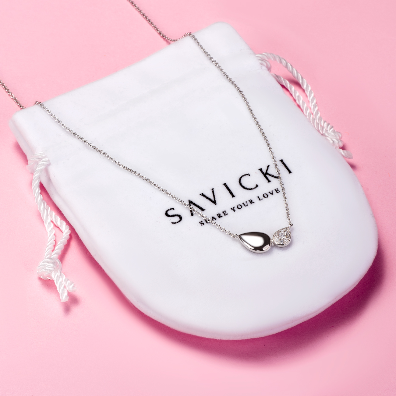 Naszyjnik celebrytka łezka Nature: srebrny, cyrkonie