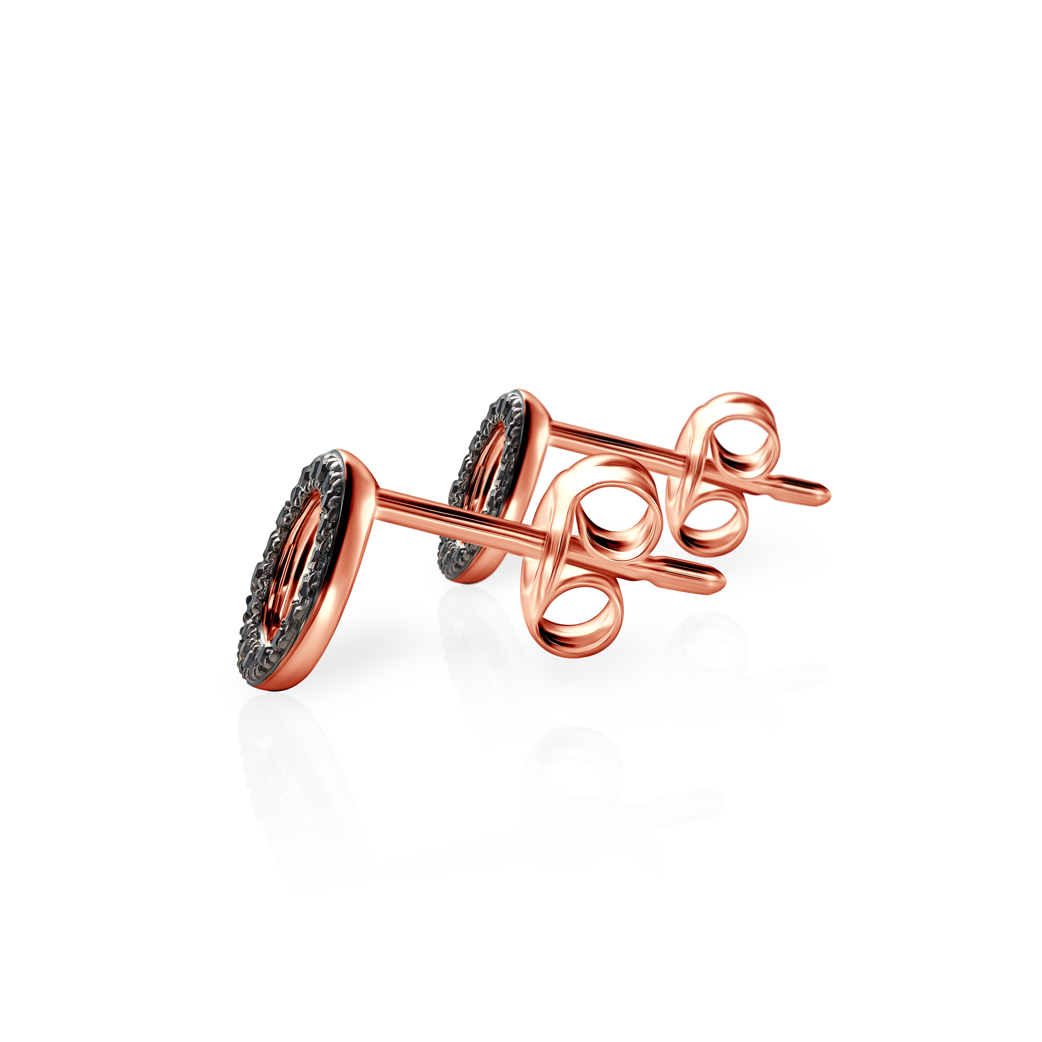 Ohrringe Creolen  Savicki: Roségold, Schwarze Diamanten