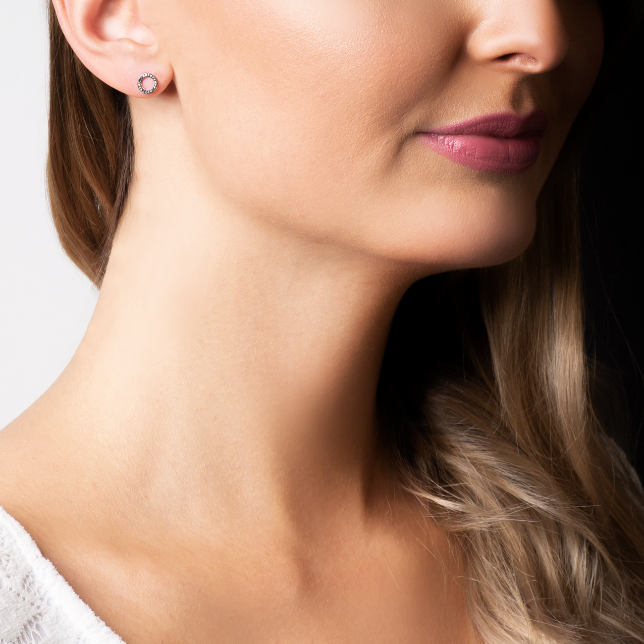 Ohrringe Creolen  Savicki: Roségold, Schwarze Diamanten