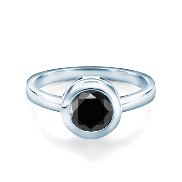 Tension Engagement Ring: white gold, black diamond
