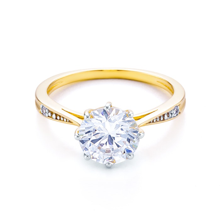 Zásnubní prsten SAVICKI: dvoubarevné zlato, zirkony