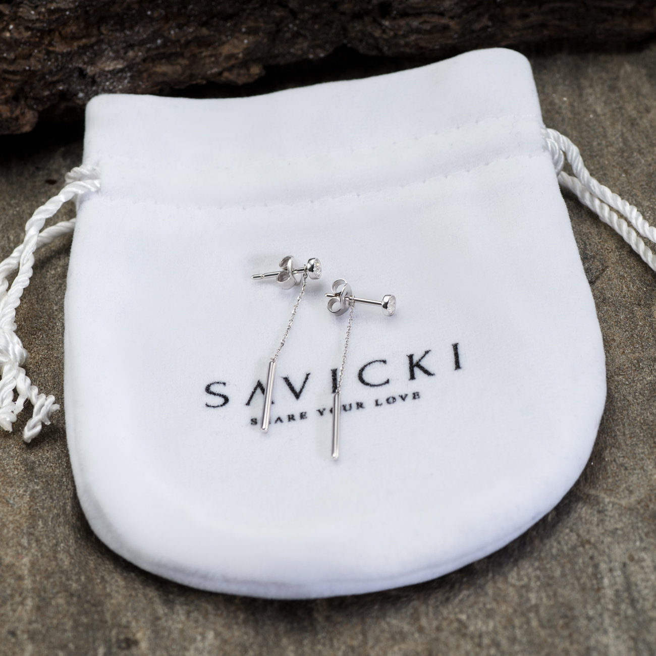 Kolczyki Savicki: białe złoto, diamenty - 3