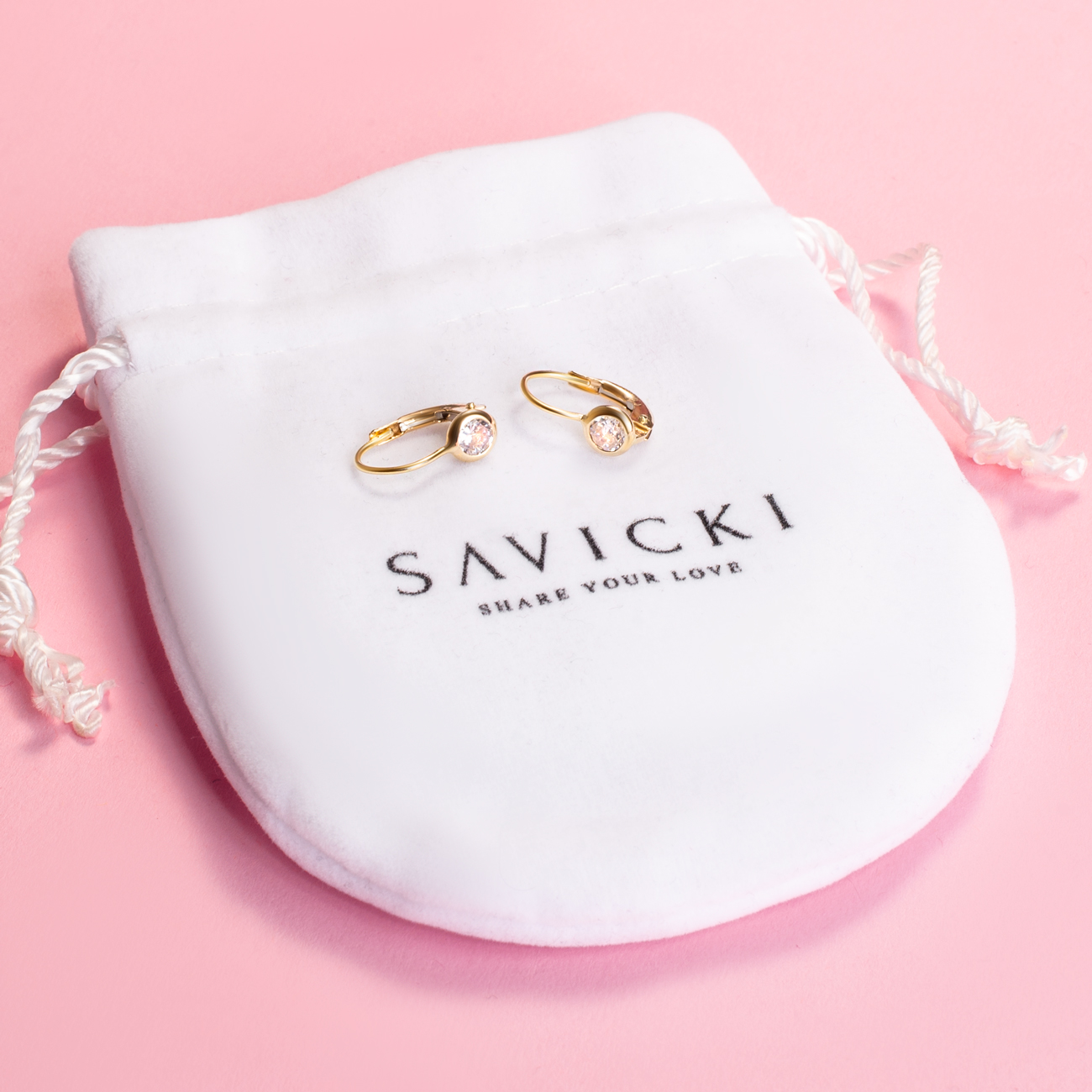 Kolczyki Savicki: złote, cyrkonie