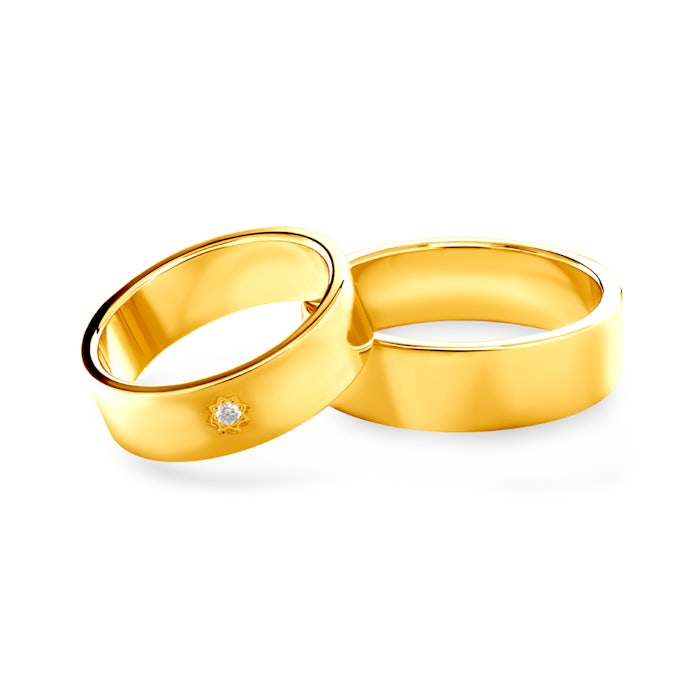 Wedding Rings: gold, Flat Shaped, 7 mm