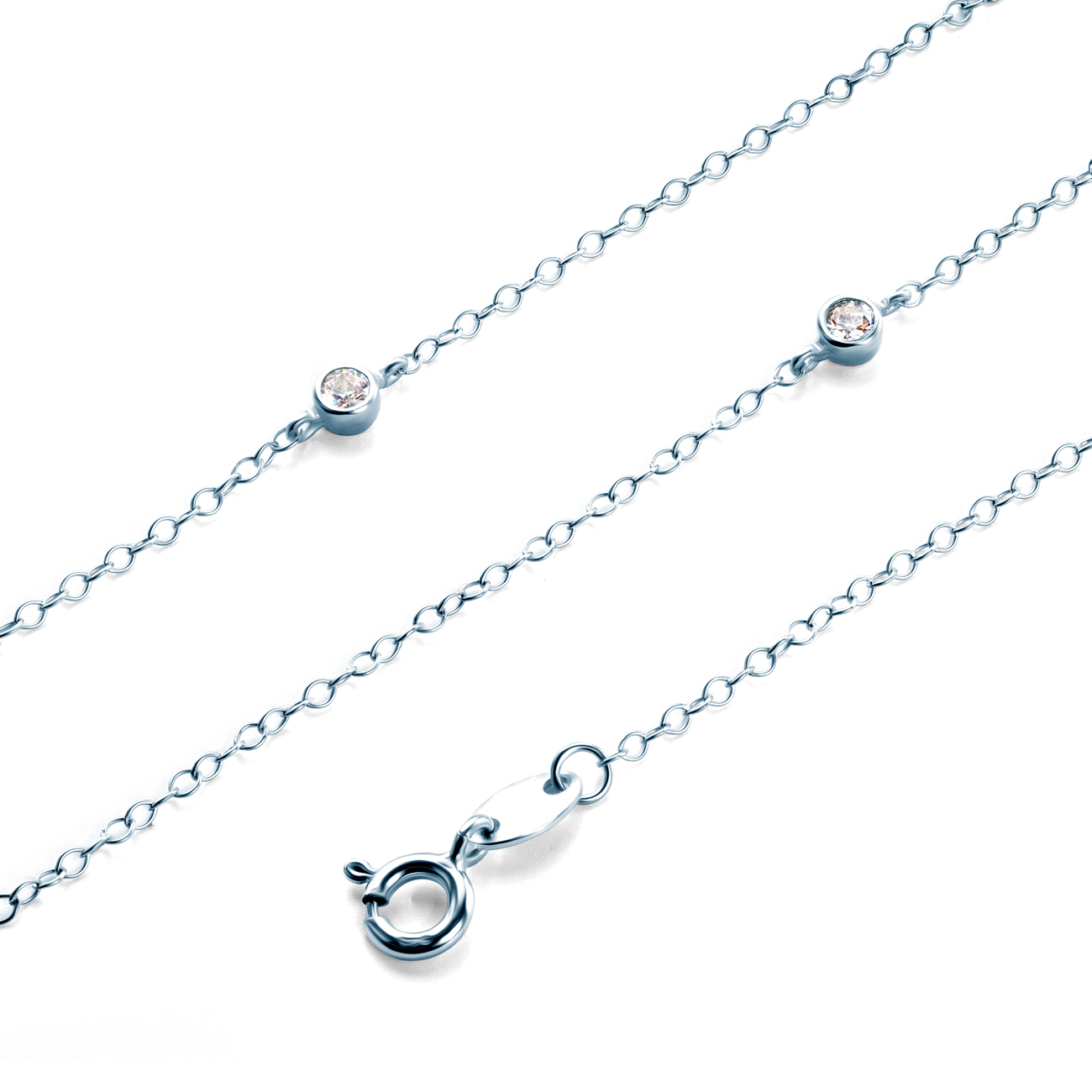Łańcuszek Glare: srebrny, cyrkonie - 3