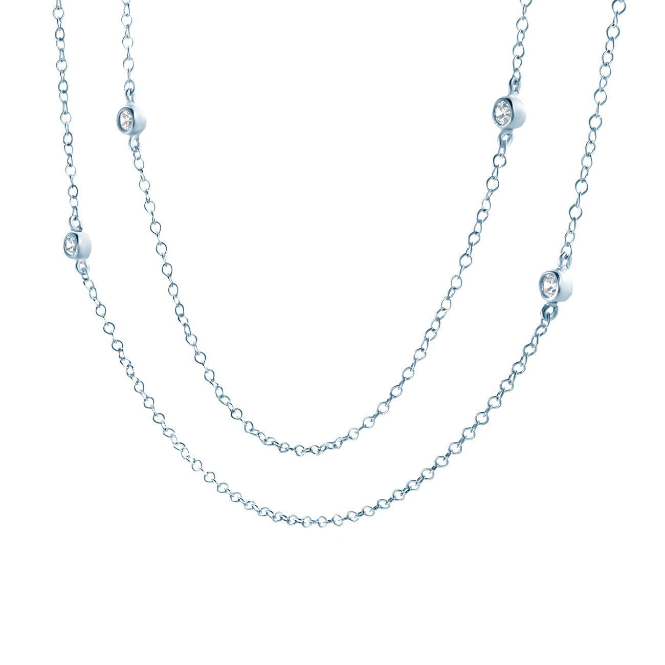 Łańcuszek Glare: srebrny, cyrkonie - 4