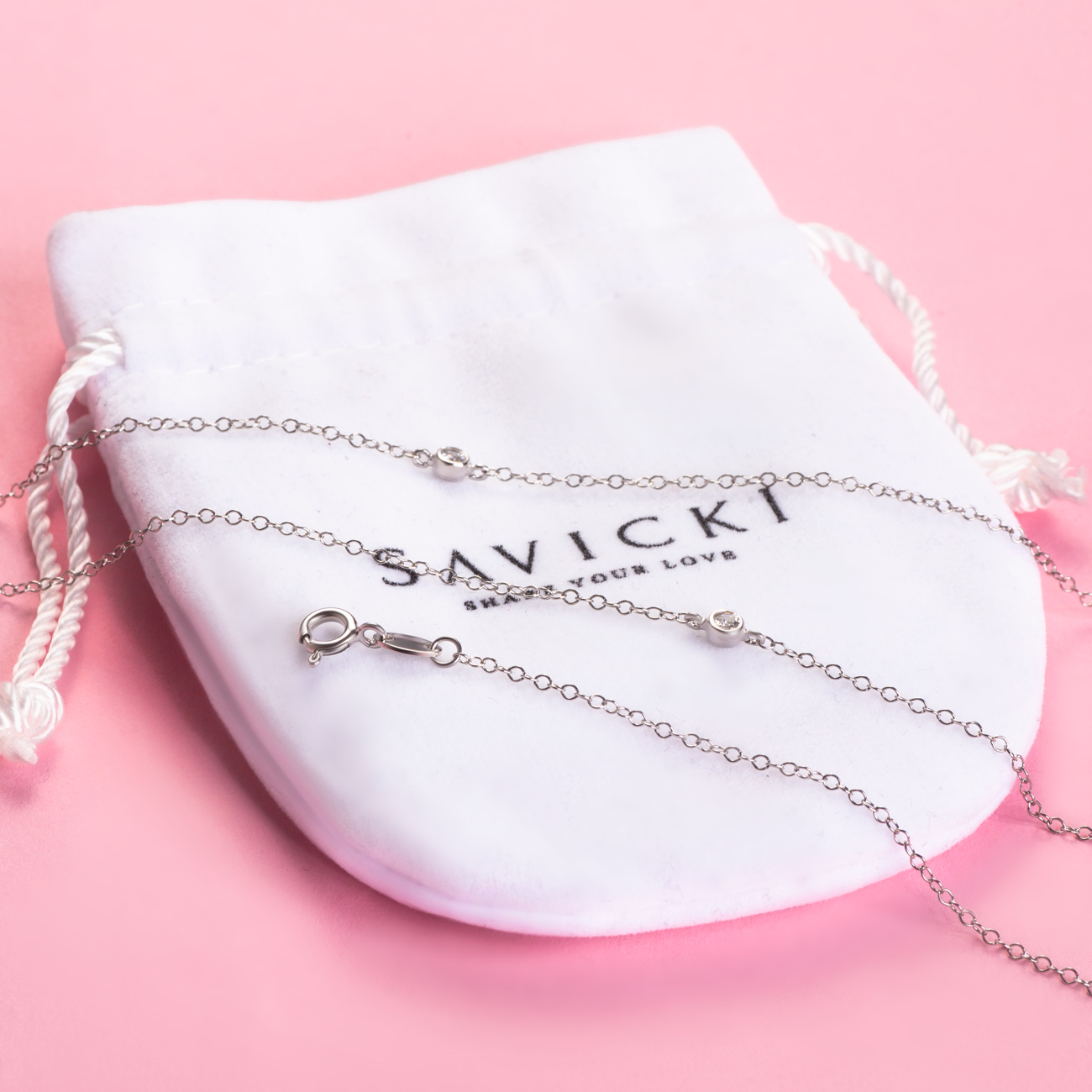 Łańcuszek Glare: srebrny, cyrkonie - 5