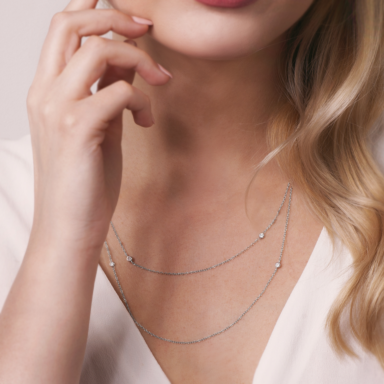 Łańcuszek Glare: srebrny, cyrkonie - 6