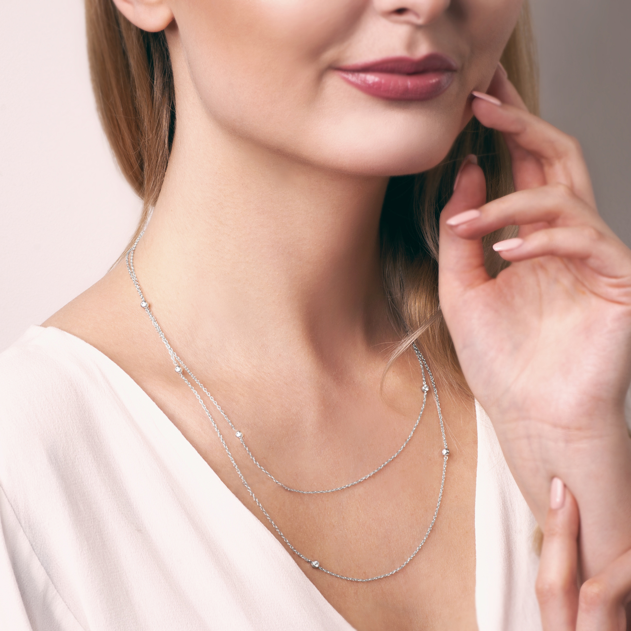 Łańcuszek Glare: srebrny, cyrkonie - 7