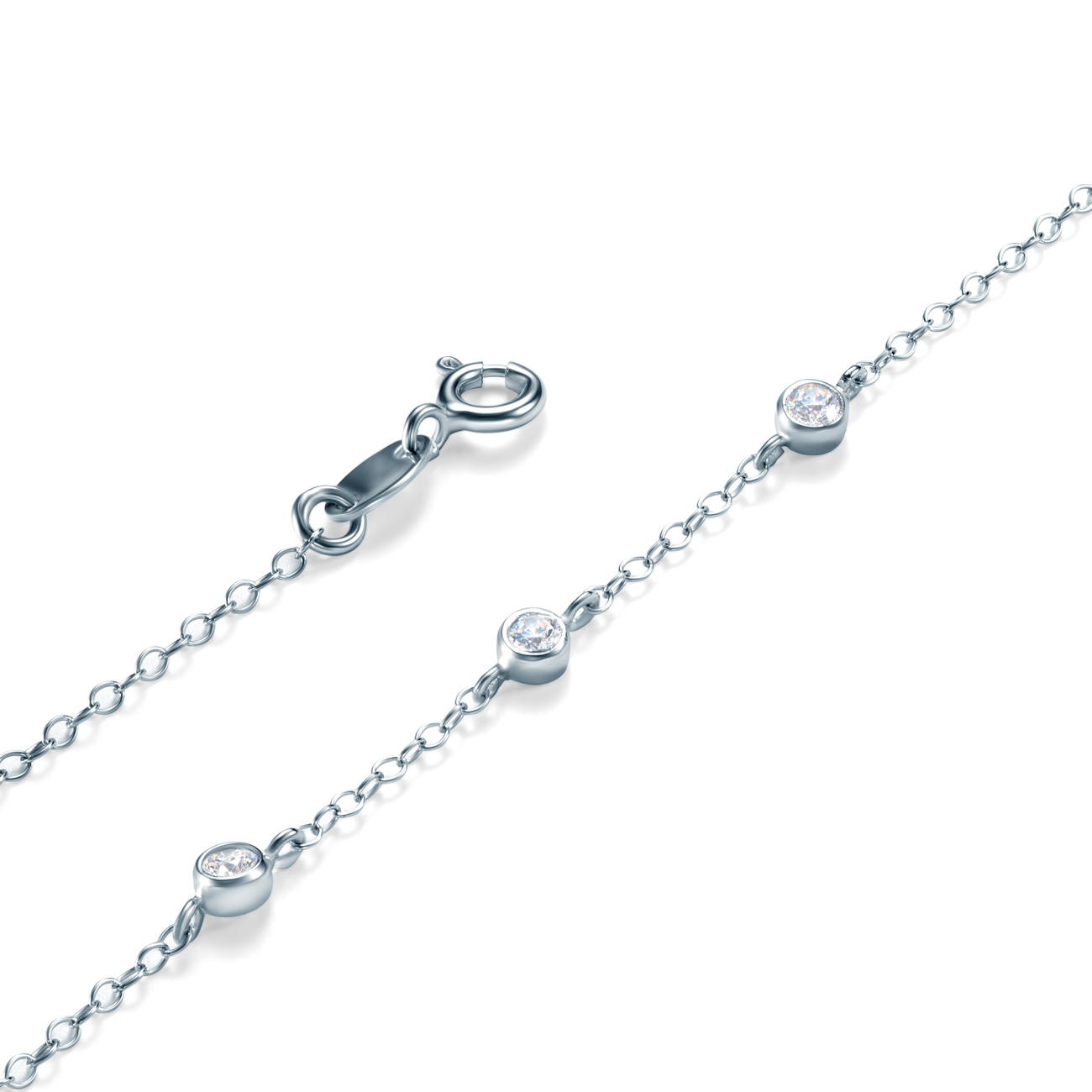 Bransoletka celebrytka Glare: srebrna, cyrkonie - 3