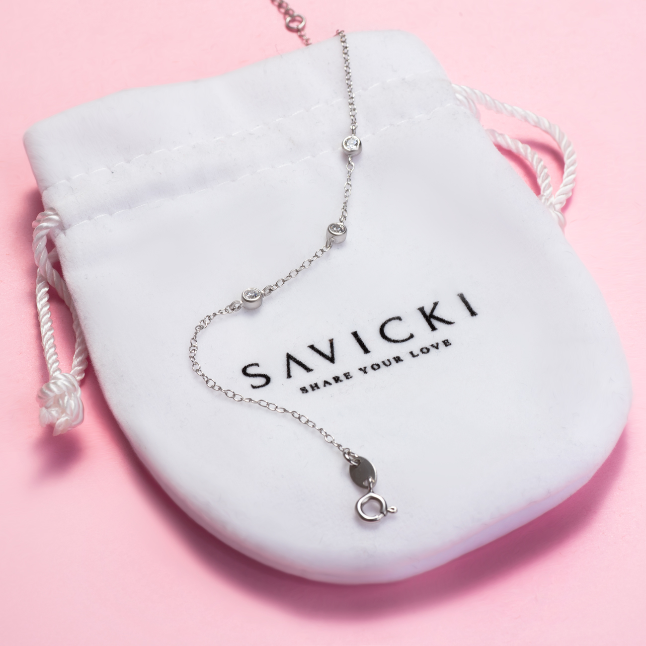 Bransoletka celebrytka Glare: srebrna, cyrkonie - 4