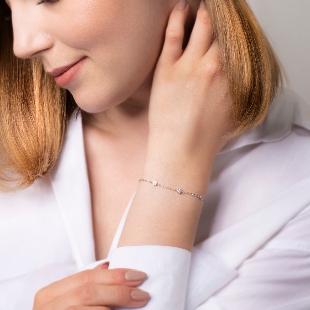 Bransoletka celebrytka Glare: srebrna, cyrkonie - 5