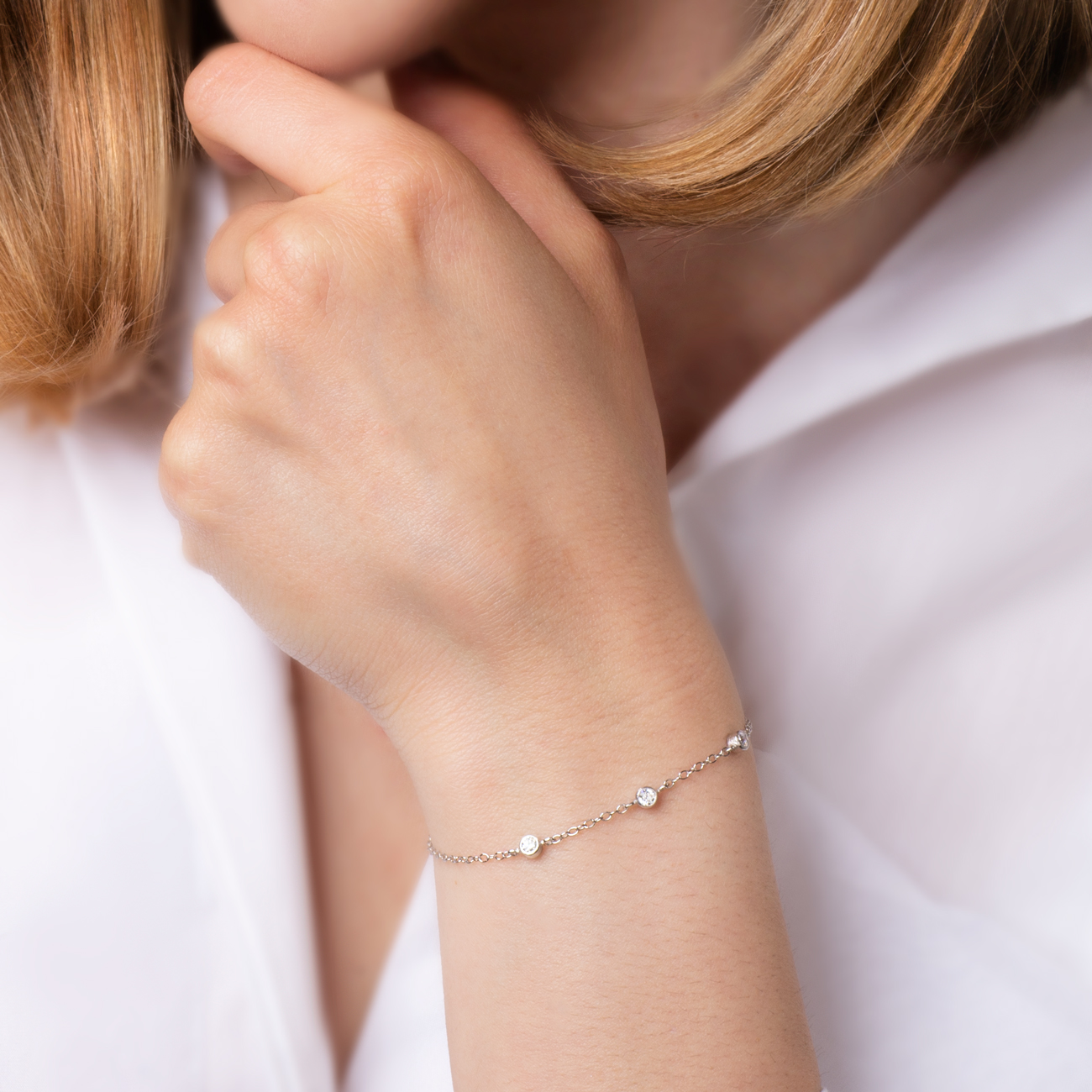 Bransoletka celebrytka Glare: srebrna, cyrkonie - 6