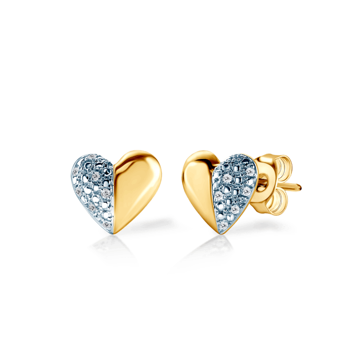 Kolczyki serce Savicki: złote, diamenty