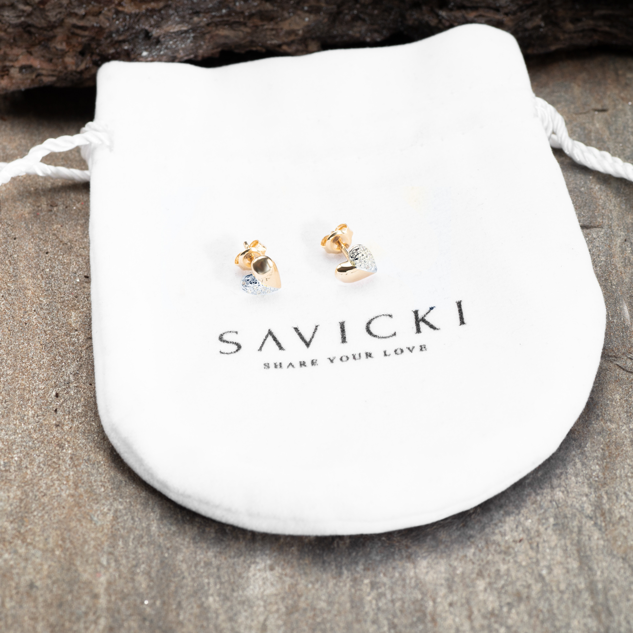 Kolczyki serce Savicki: złote, diamenty - 4