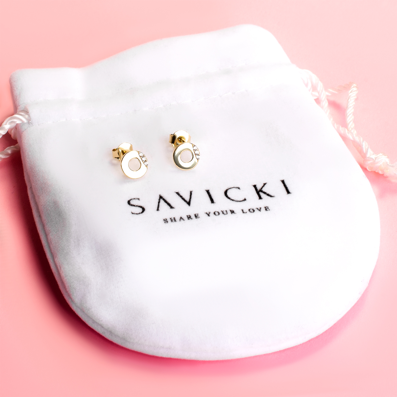 Kolczyki koła Savicki: złote, cyrkonie - 3