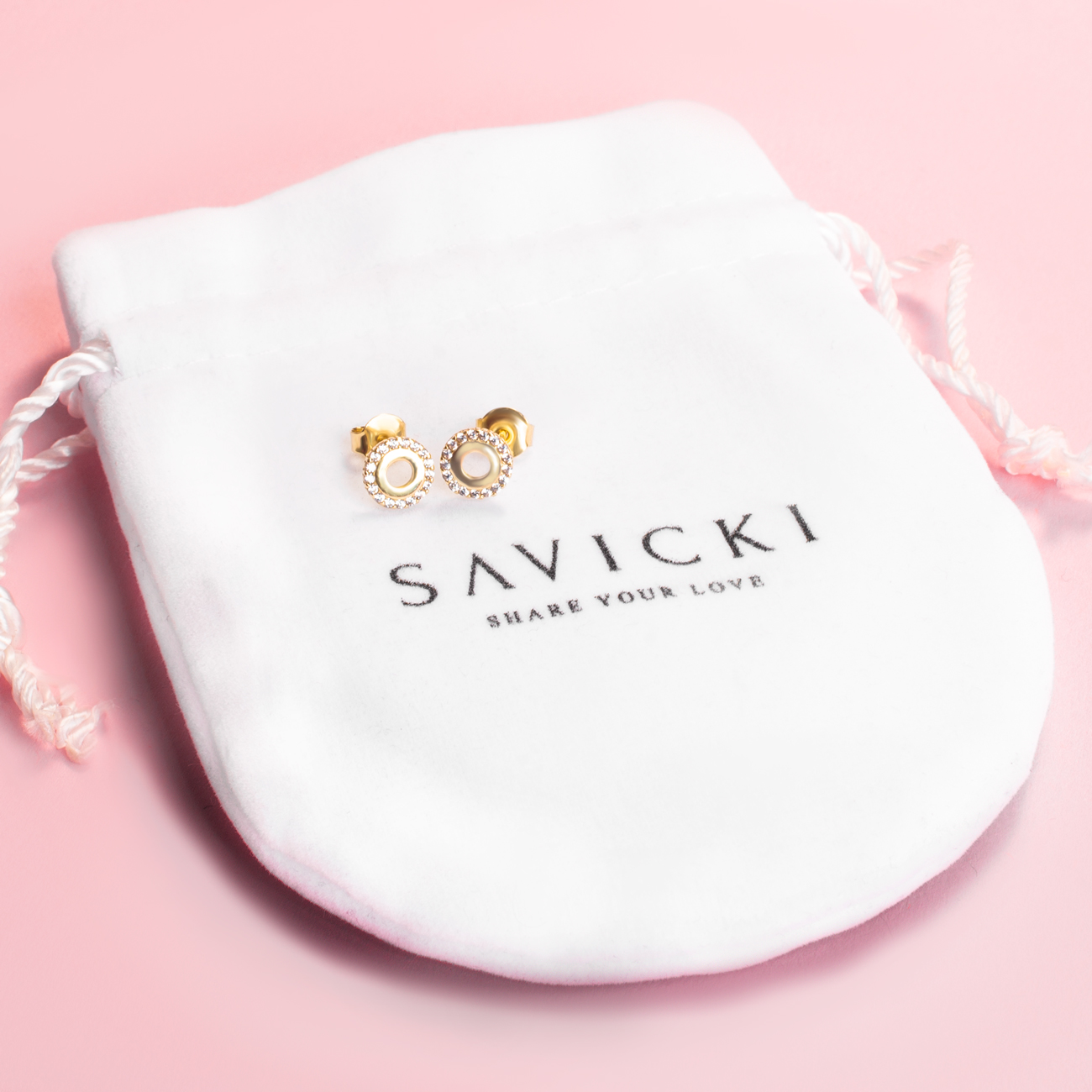 Kolczyki Savicki: złote, cyrkonie