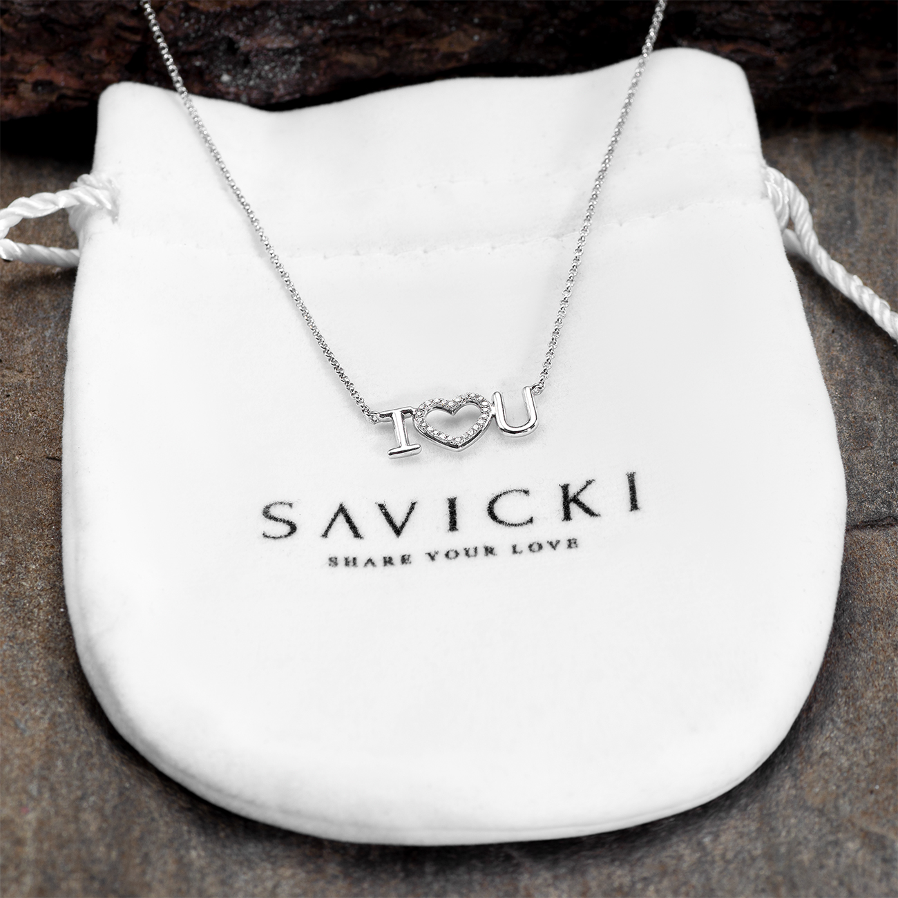 Halskette mit Herz Savicki: Weißgold, Diamanten