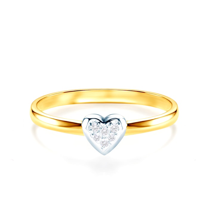 Pierścionek zaręczynowy serce SAVICKI: dwukolorowe złoto, diament