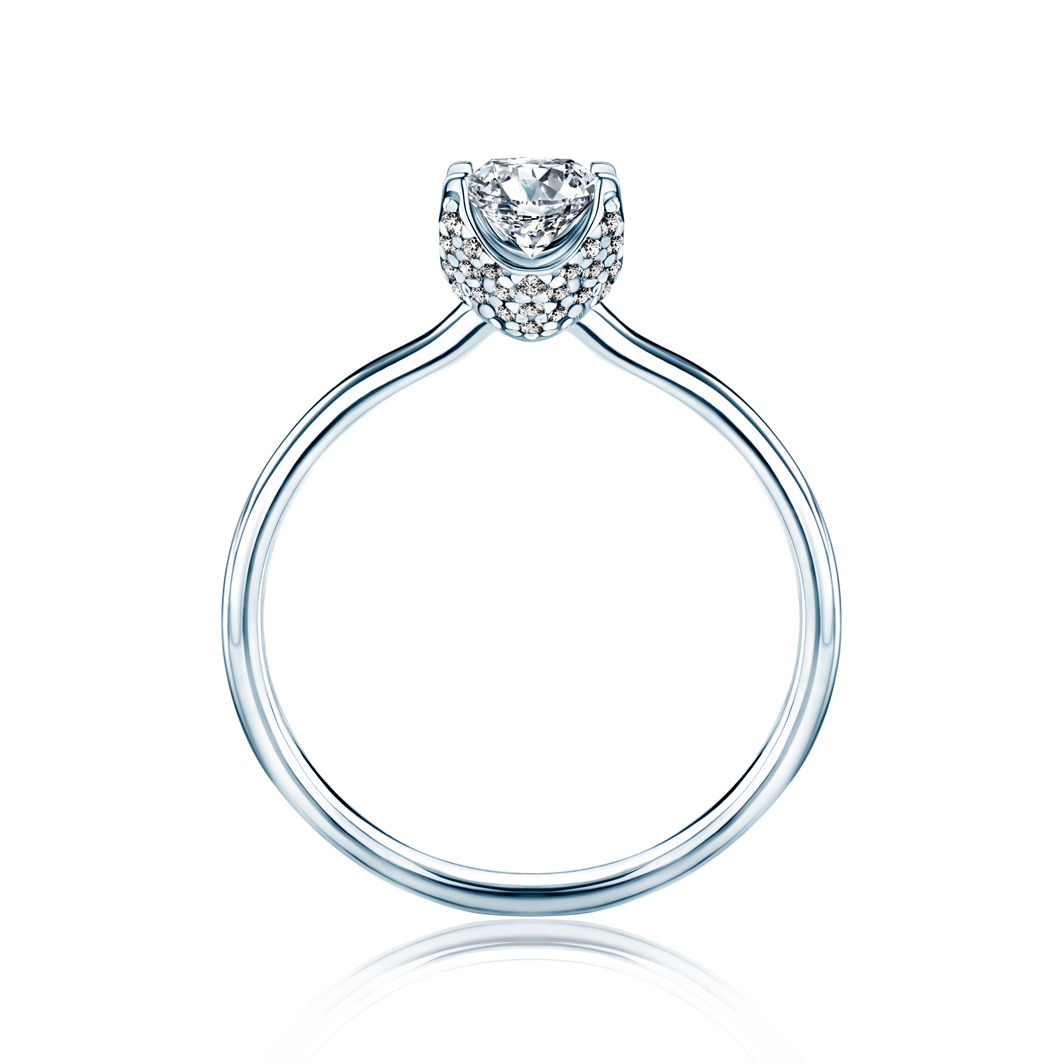 Pierścionek zaręczynowy SAVICKI: białe złoto, biały szafir - 3