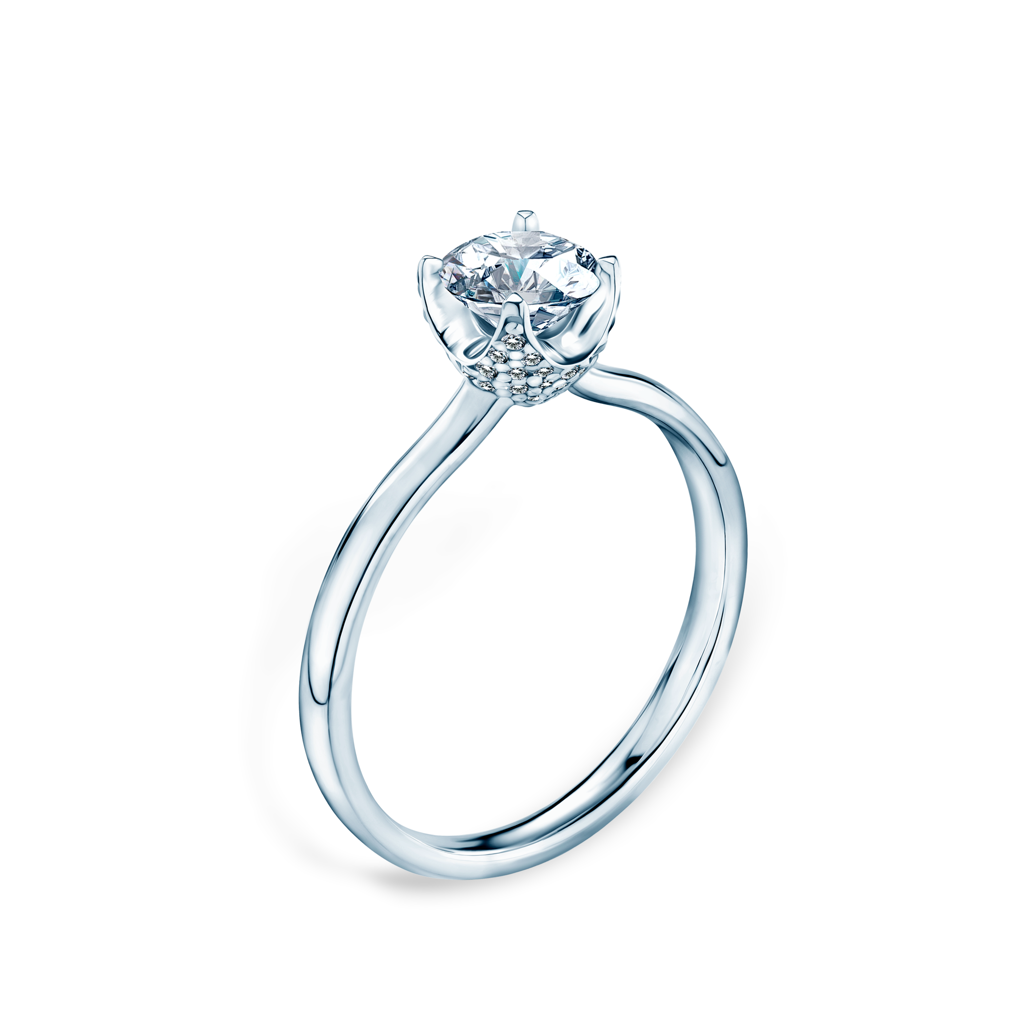 Pierścionek zaręczynowy SAVICKI: białe złoto, biały szafir - 4