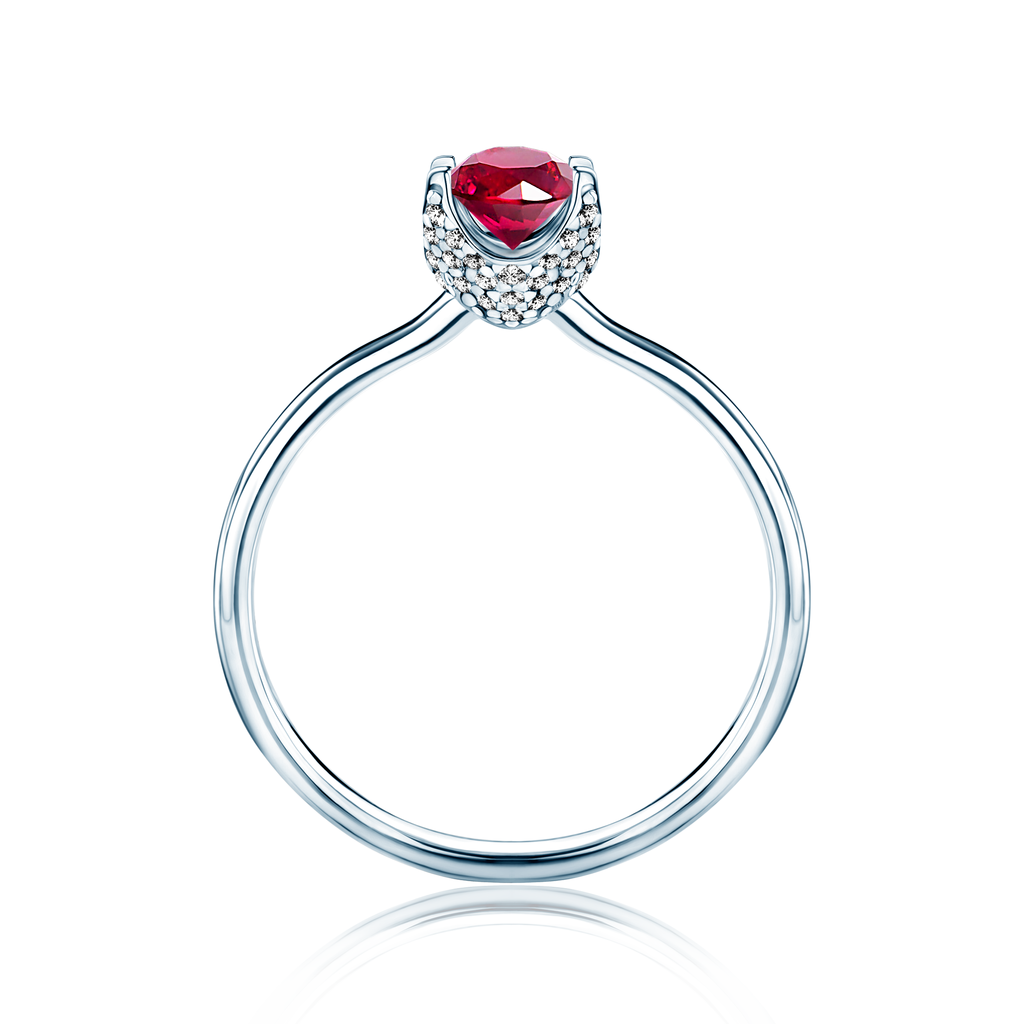 Pierścionek zaręczynowy SAVICKI: białe złoto, rubin