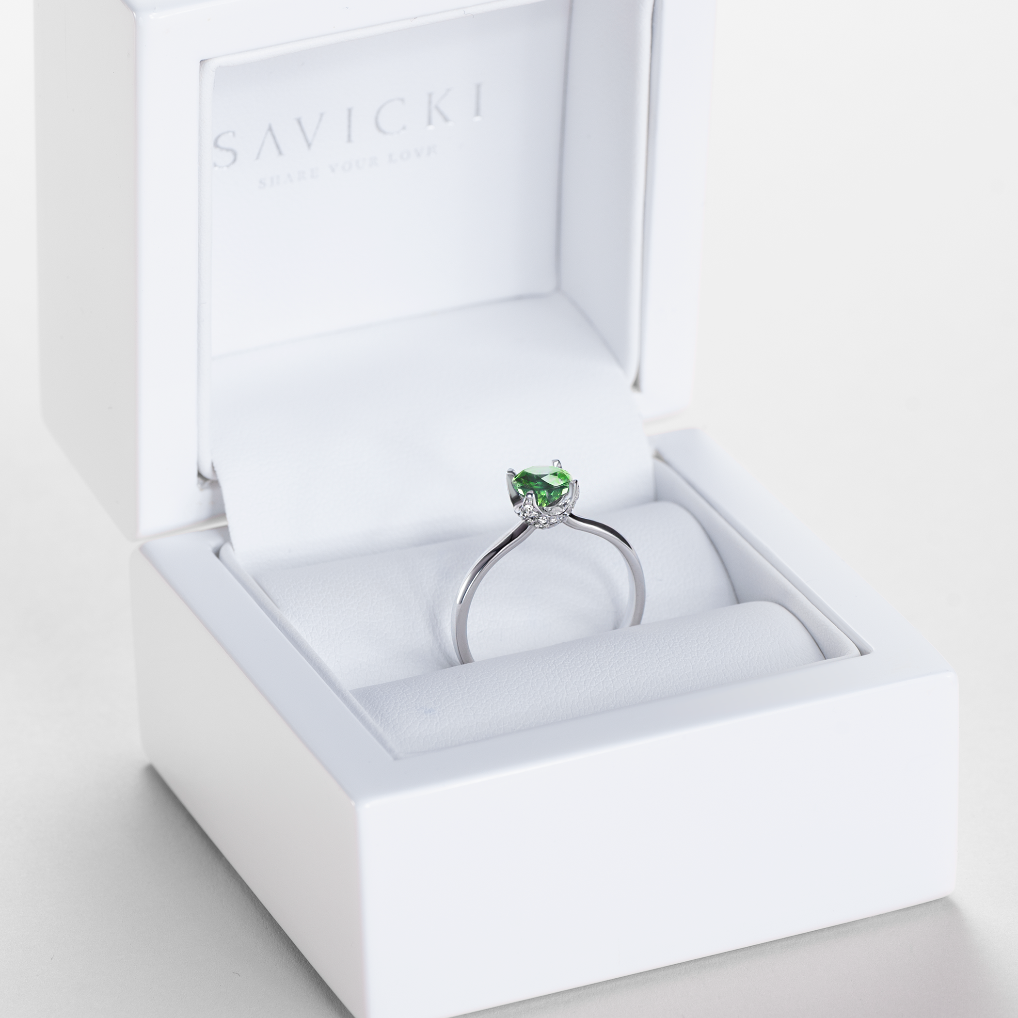 Verlobungsring SAVICKI: Weißgold, Smaragd - 7