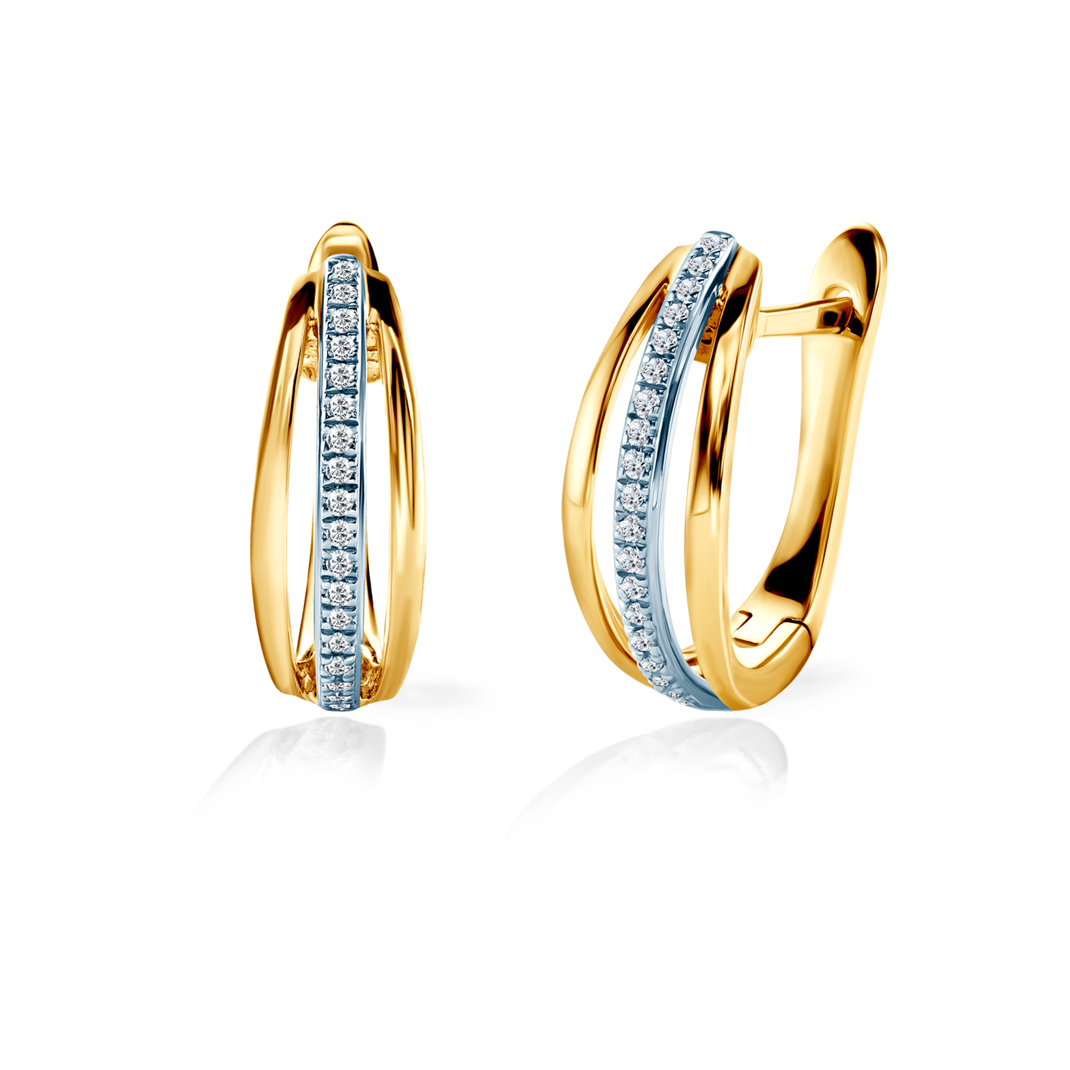 Náušnice SAVICKI: dvoubarevná zlatá, diamanty