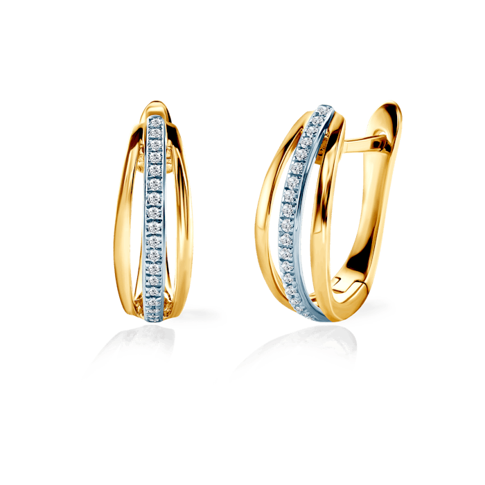 Earrings Savicki: two-tone gold, diamonds