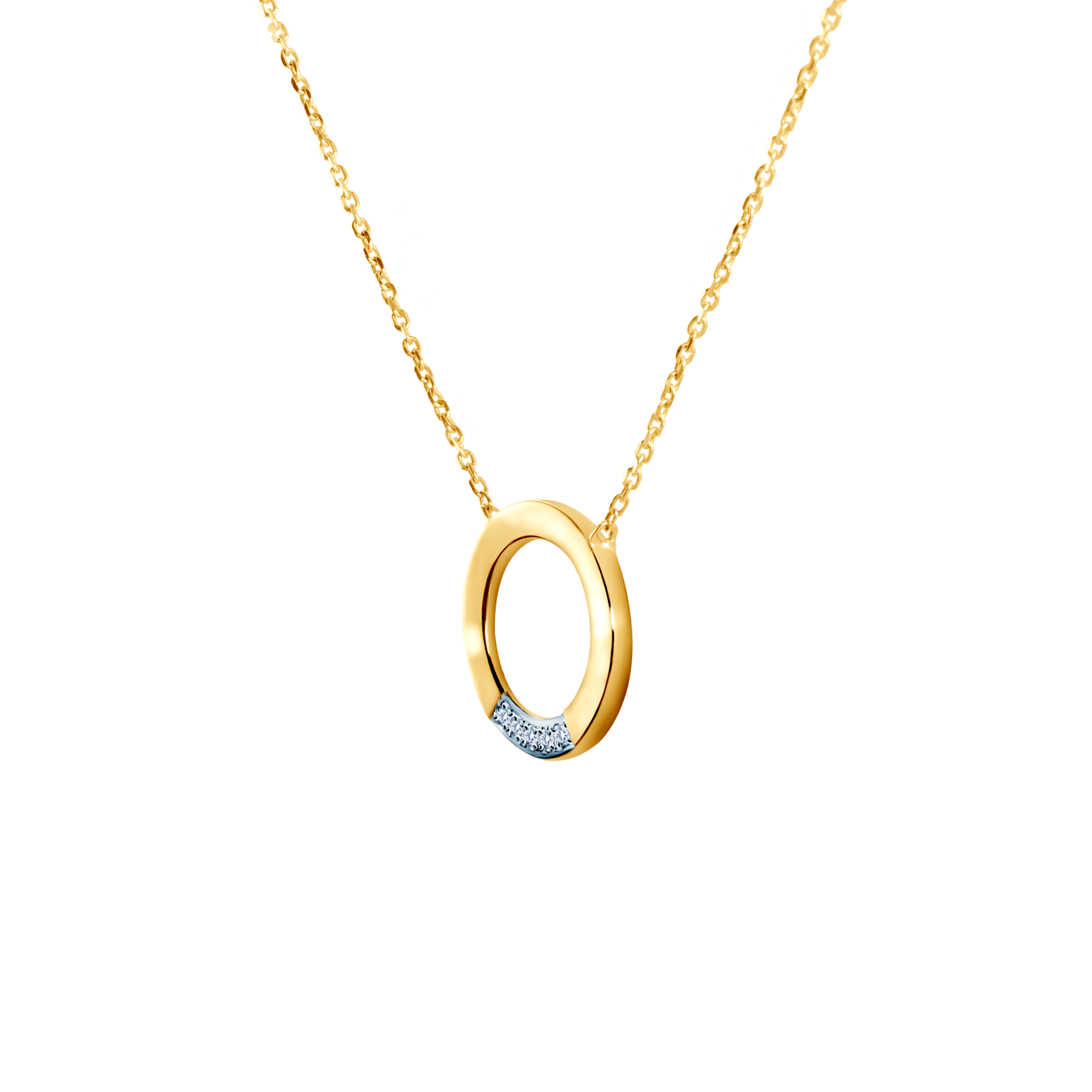 Naszyjnik koło złoty 585 z białymi diamentami 0.02ct 41 cm - 3