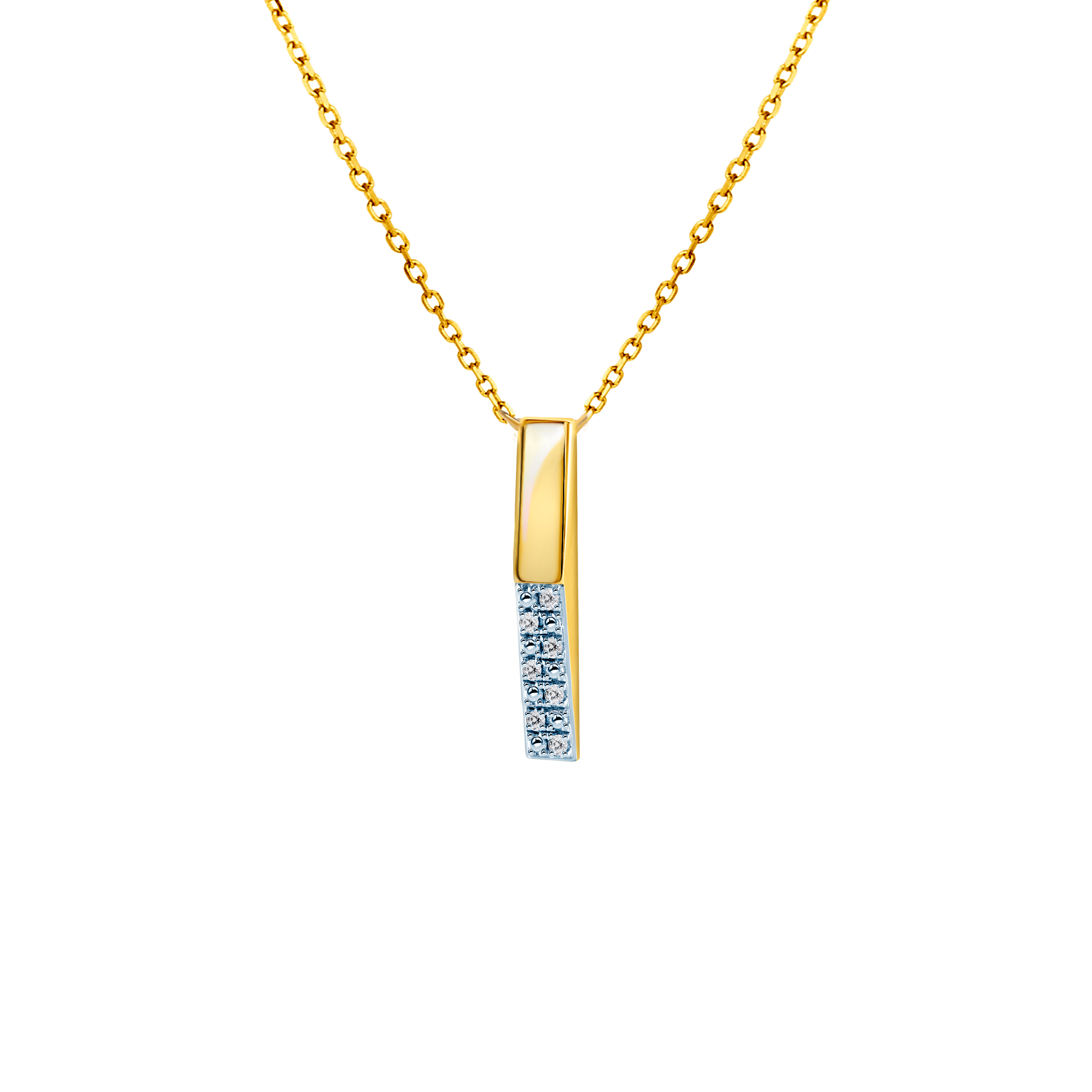 Naszyjnik złoty 585 z białymi diamentami 0.02ct 45 cm - 3