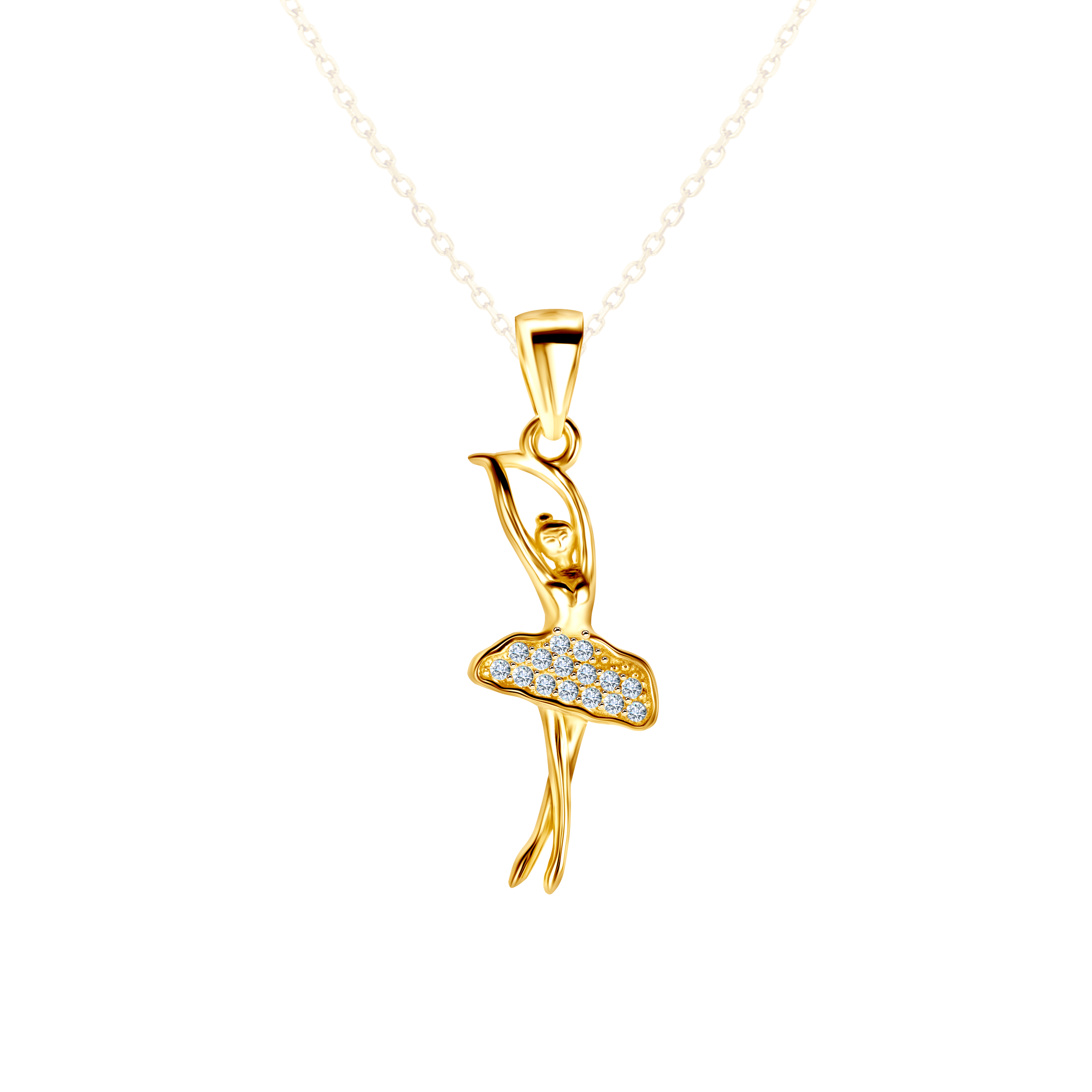 Pendant Ballerina Savicki: gold-plated silver, cubic zirconia
