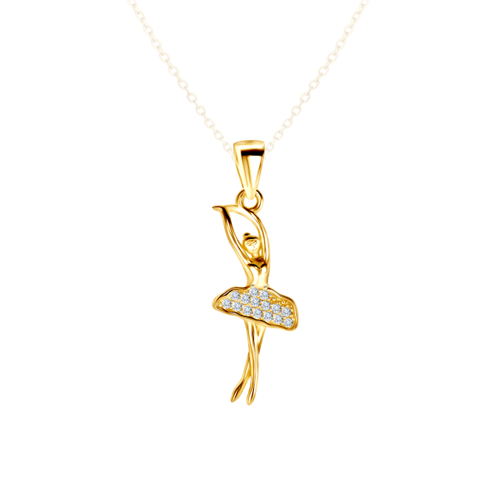 Zawieszka baletnica Savicki: srebrna pozłacana, cyrkonie