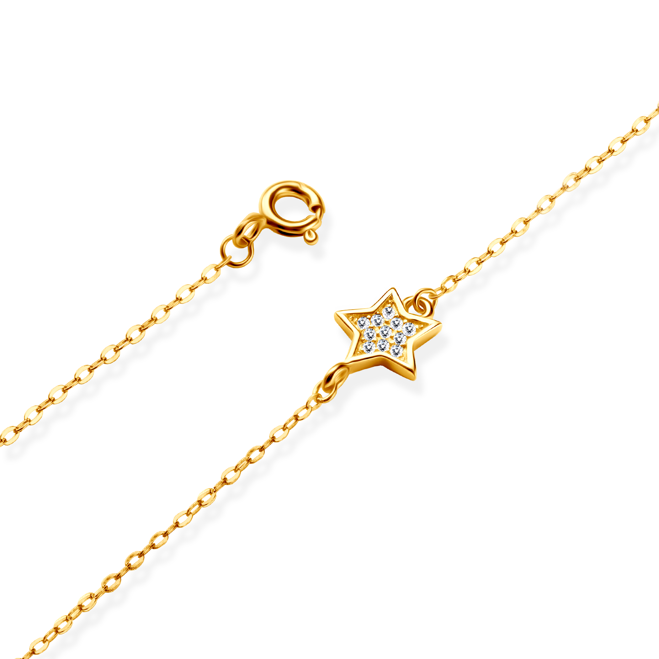 Armband Kette mit Anhänger  Sterne Savicki: Silber Vergoldet, Zirkonia - 3