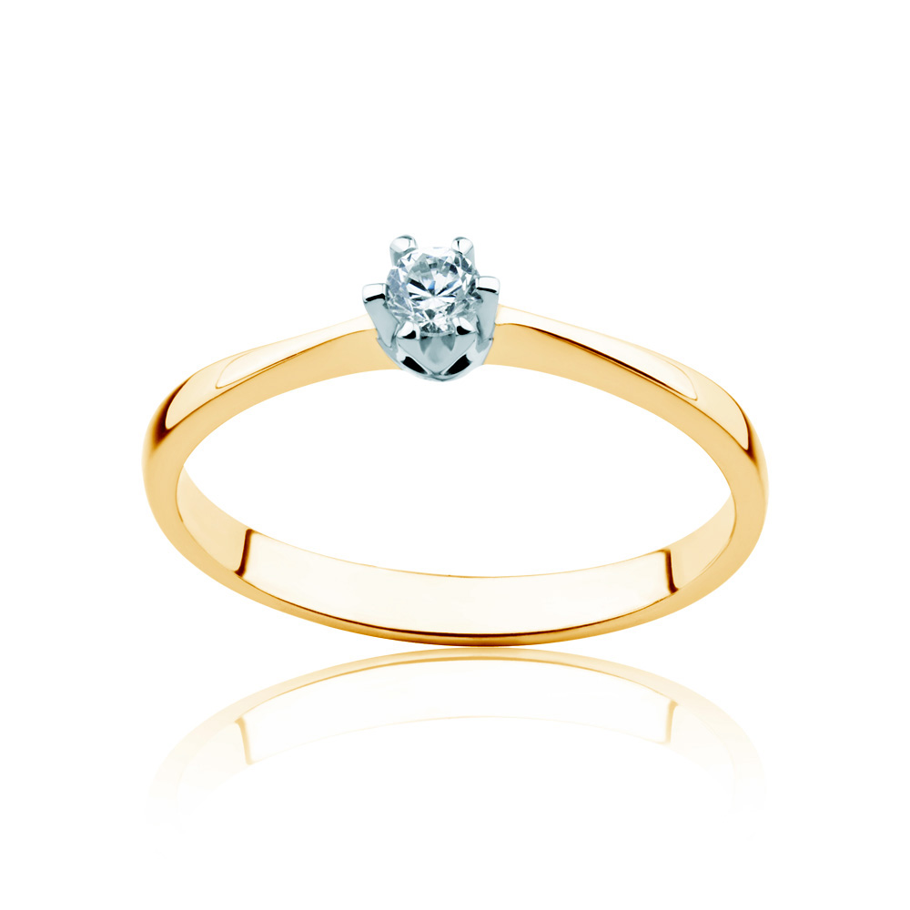 Pierścionek zaręczynowy Triumph of Love: dwukolorowe złoto, z diamentem