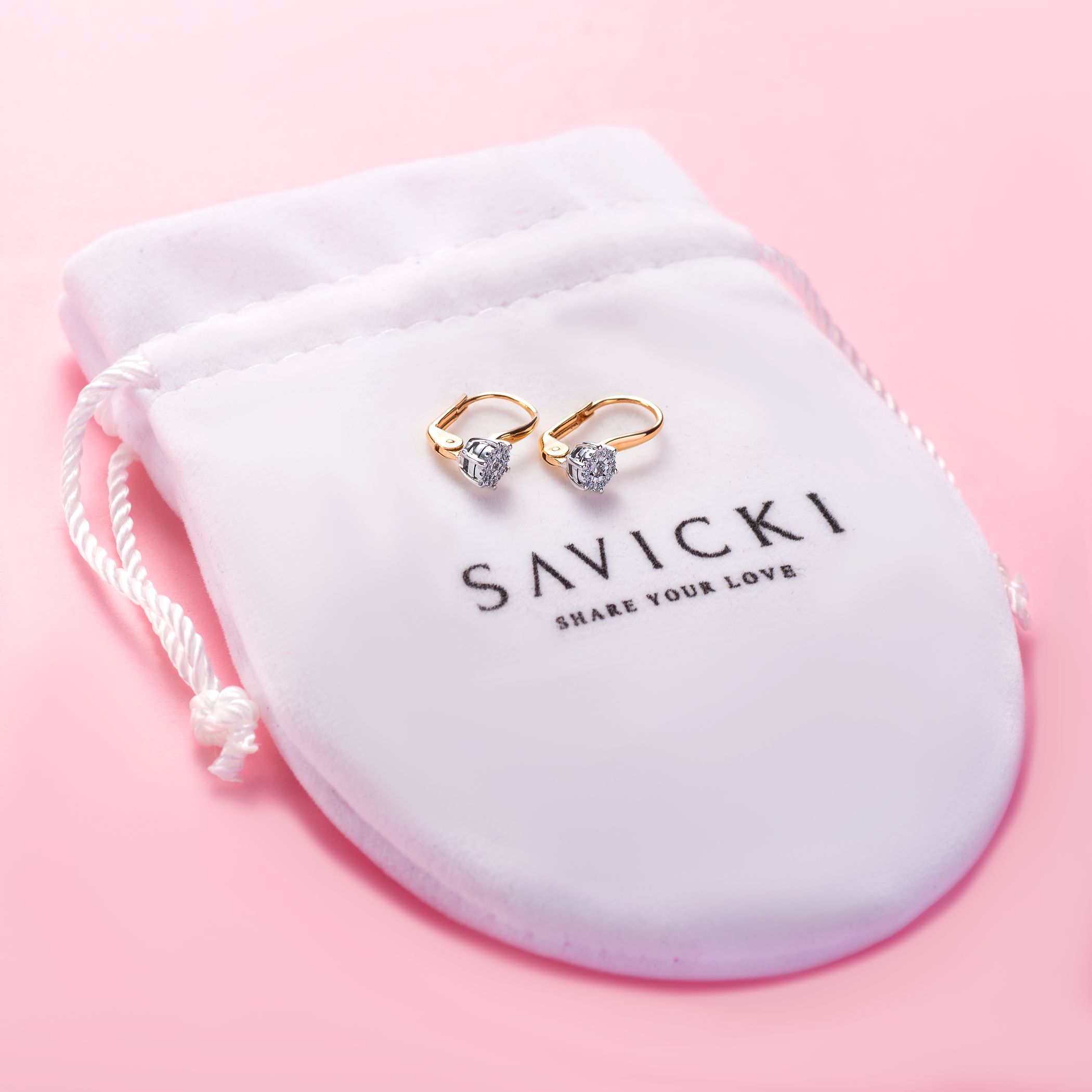 Kolczyki Savicki: złote, diamenty