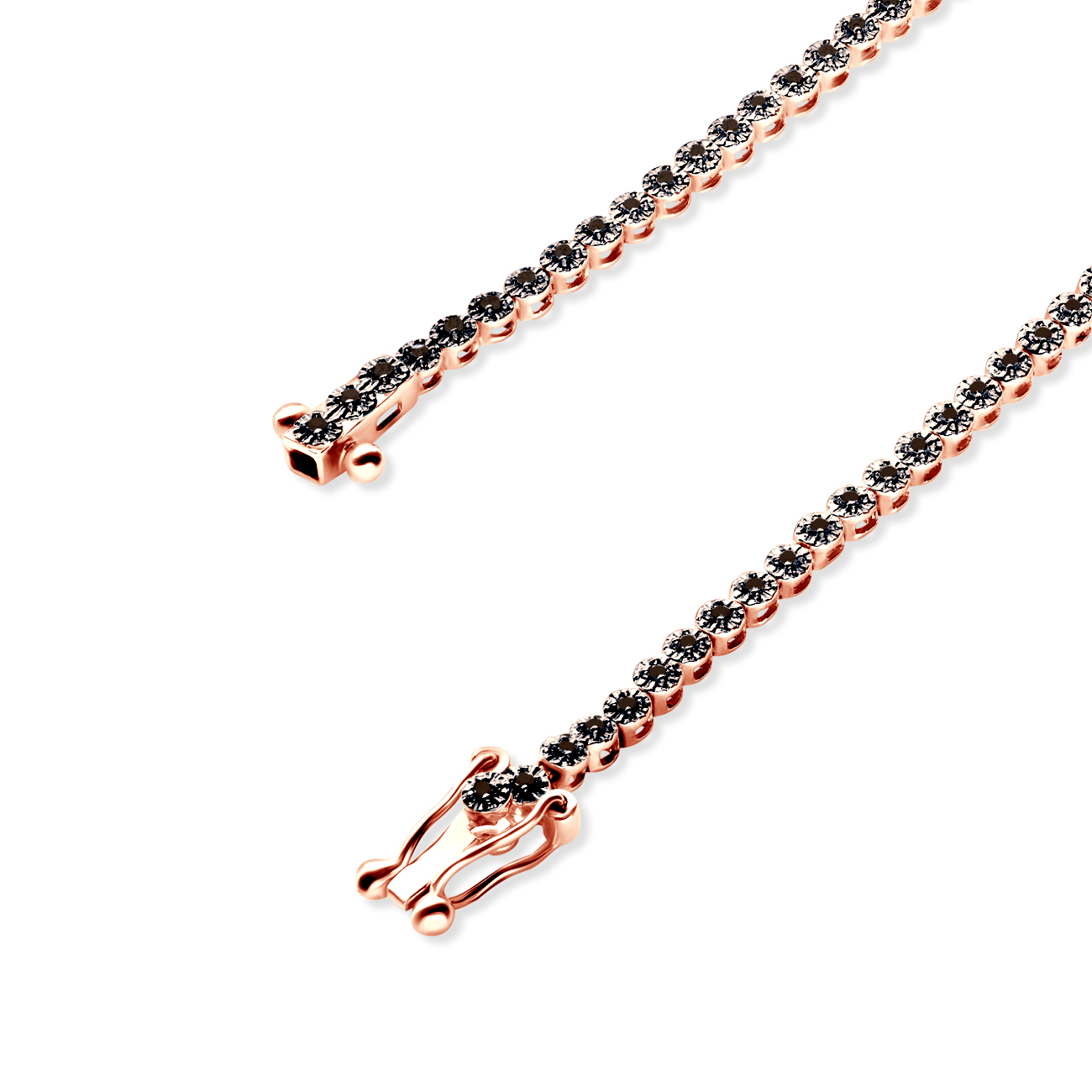 Bransoletka tenisowa z różowego złota 585 z czarnymi diamentami 0.27ct 2,0mm 18cm