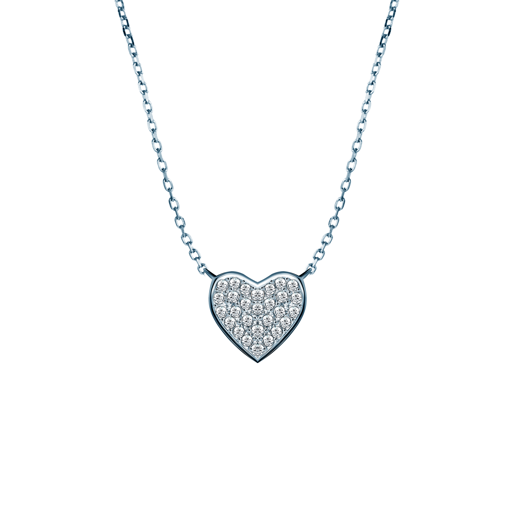 Naszyjnik serce z białego złota 585 z białymi diamentami 0.07ct 42 cm