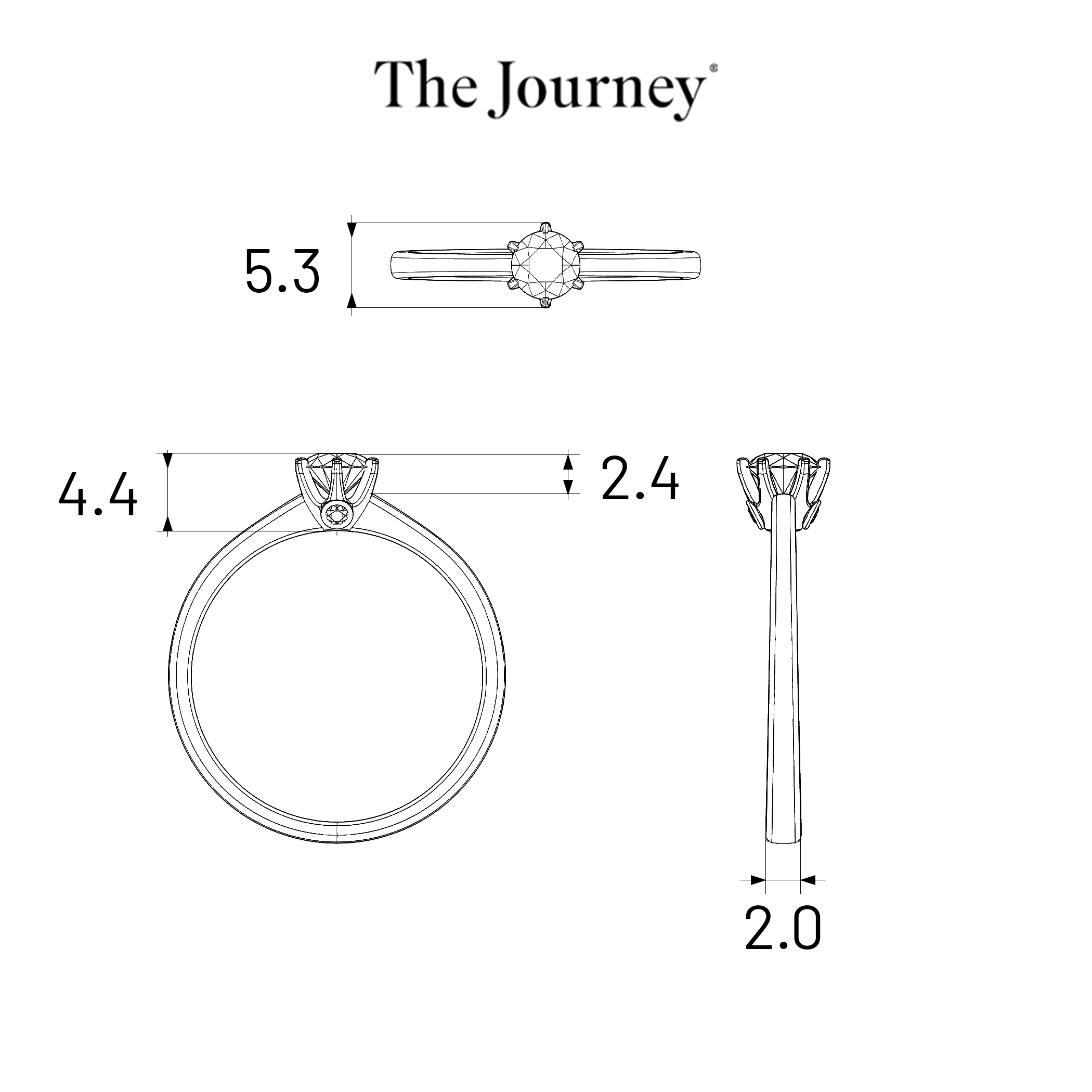 Verlobungsring The Journey: zweifarbiges Gold, Diamant