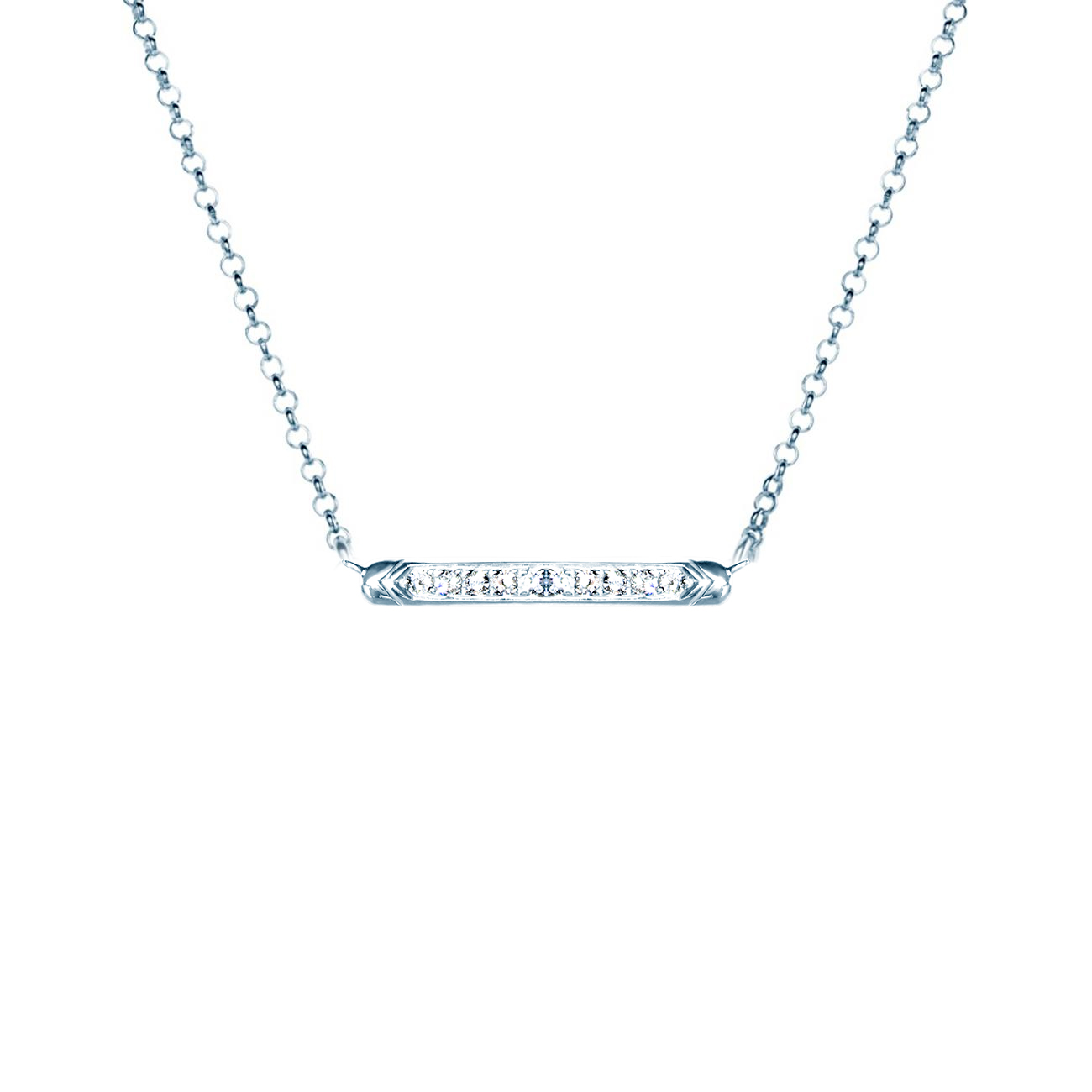 Naszyjnik z białego złota 585 z białymi diamentami 0.04ct 42 cm