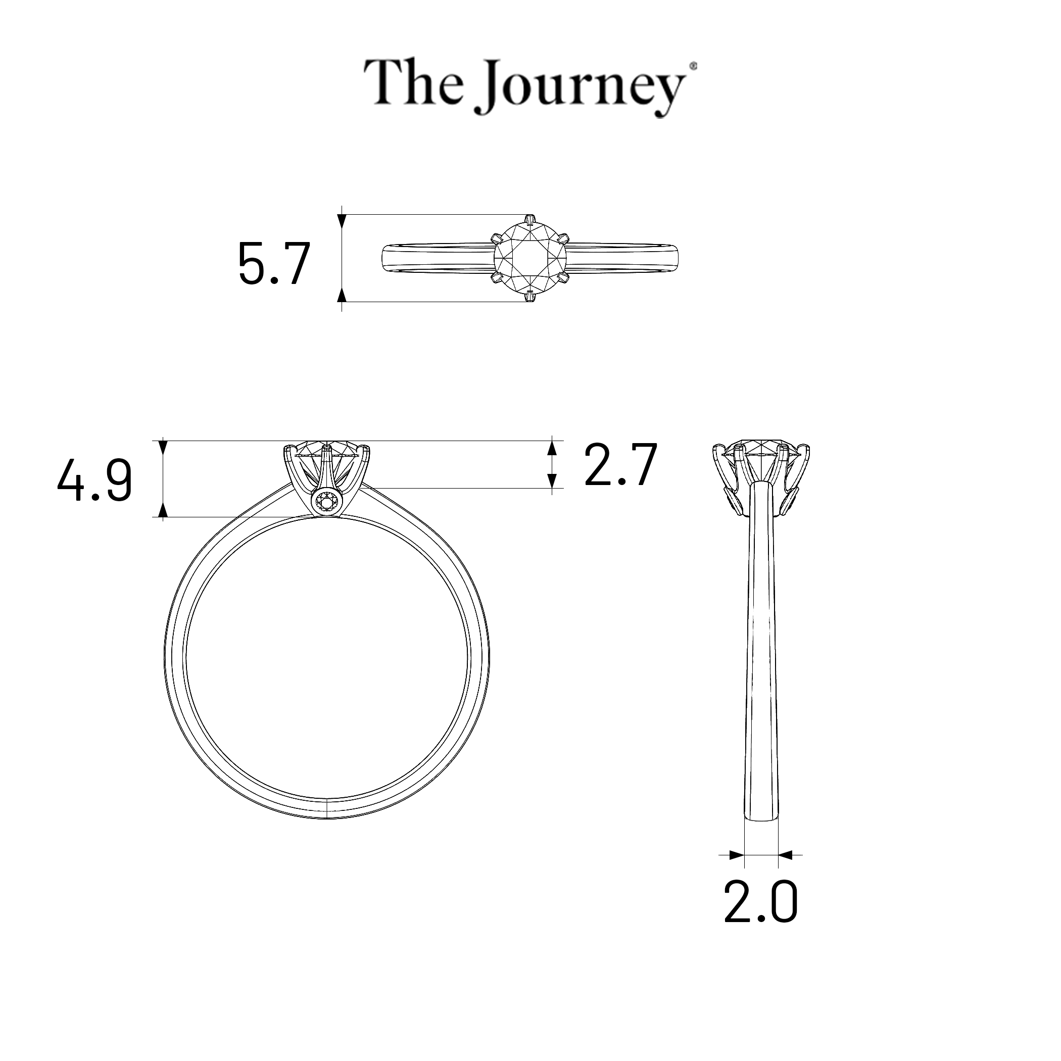 Pierścionek zaręczynowy The Journey: złoty, diament