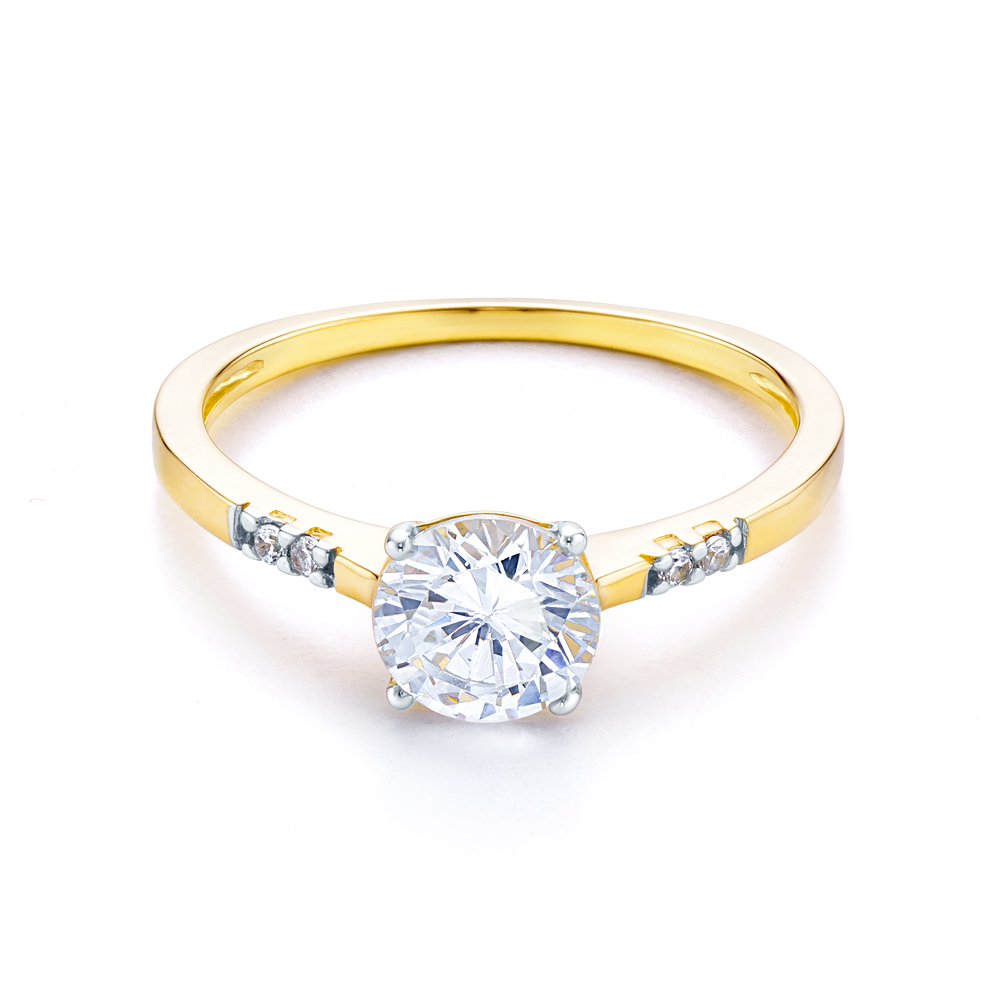 Pierścionek zaręczynowy SAVICKI: dwukolorowe złoto, z cyrkoniami