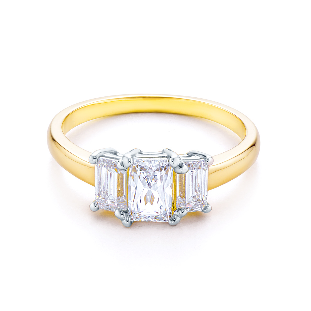 Pierścionek zaręczynowy SAVICKI: dwukolorowe złoto, z cyrkoniami