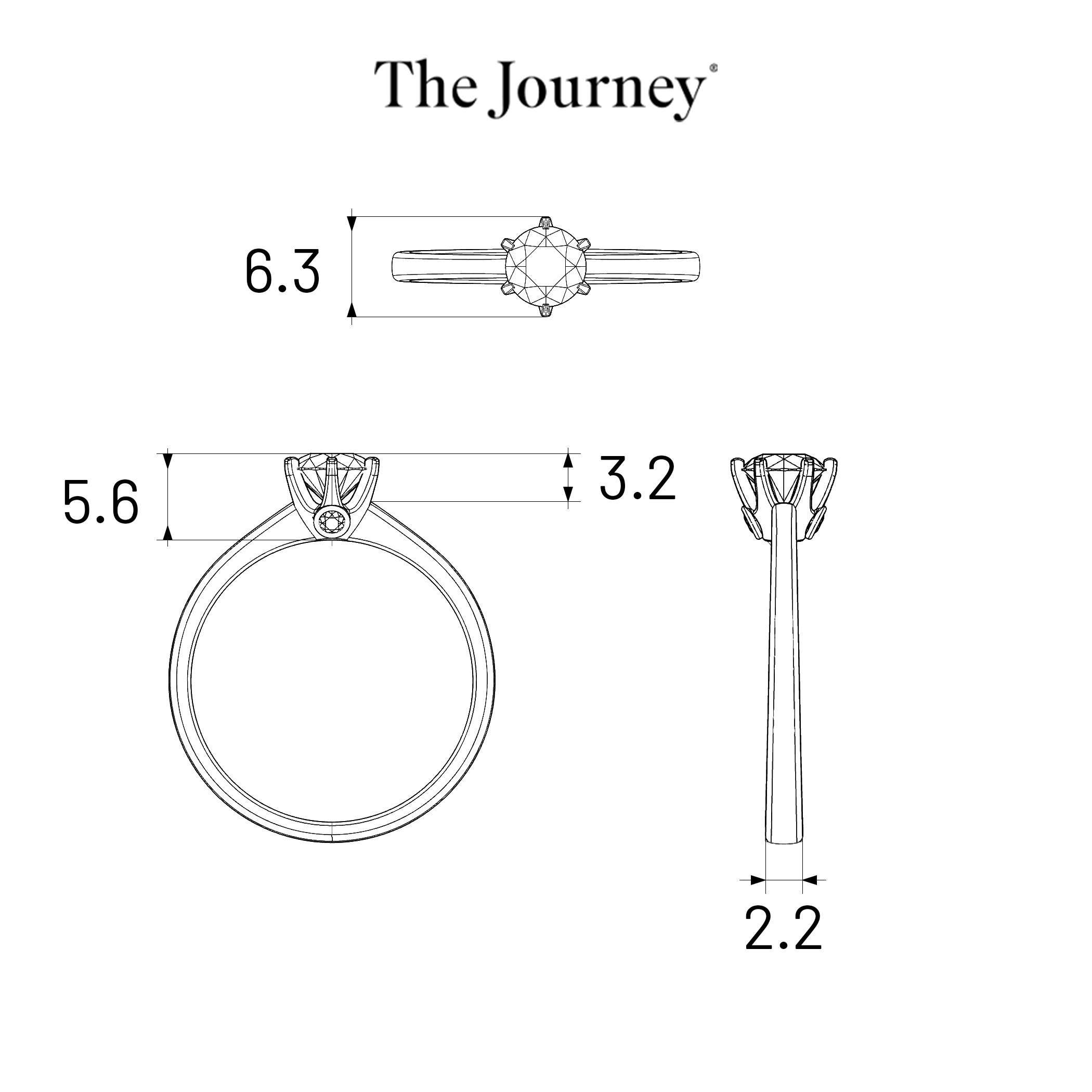 Pierścionek zaręczynowy The Journey: dwukolorowe złoto, akwamaryn